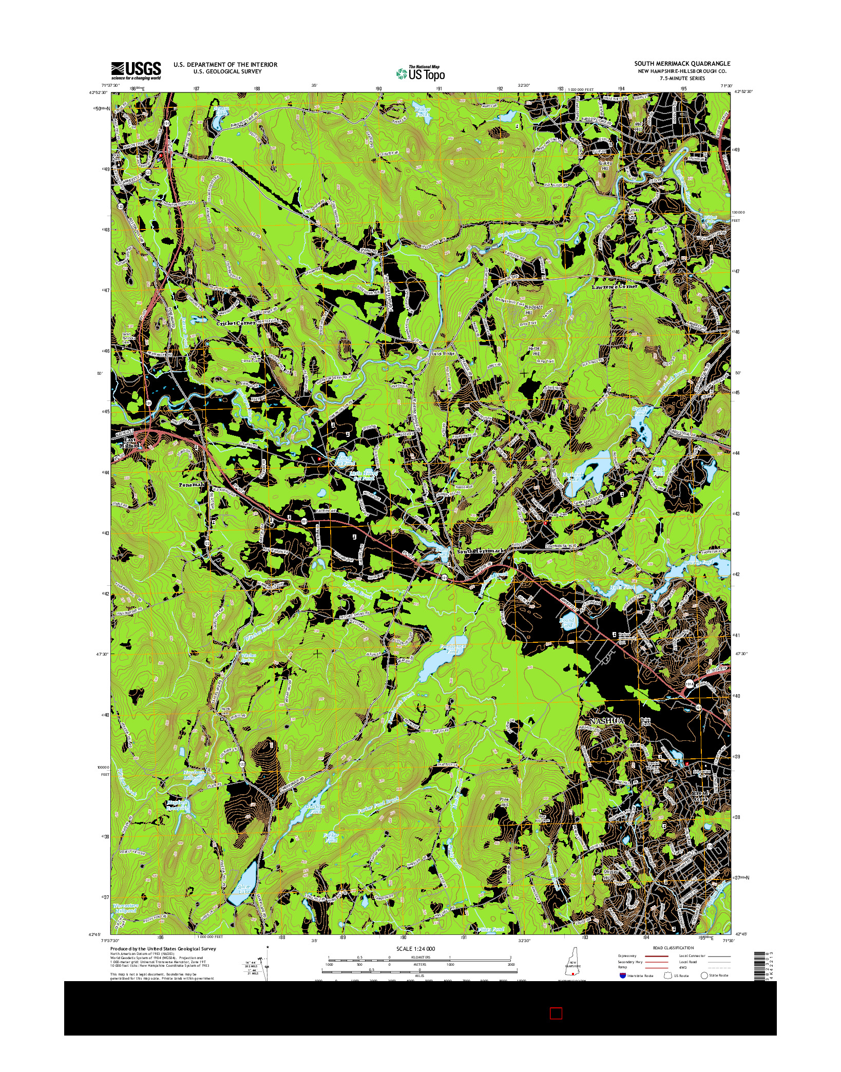 USGS US TOPO 7.5-MINUTE MAP FOR SOUTH MERRIMACK, NH 2015