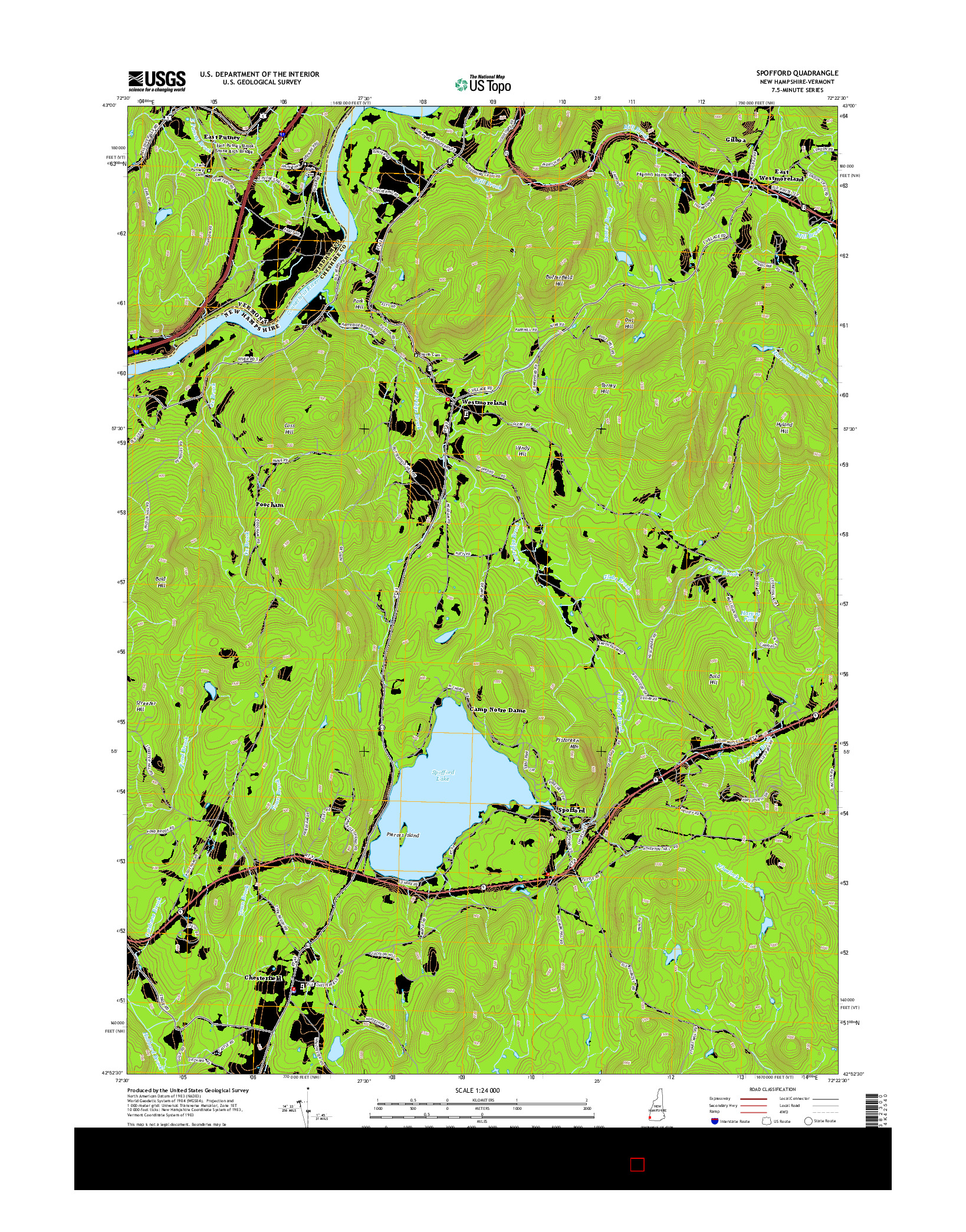 USGS US TOPO 7.5-MINUTE MAP FOR SPOFFORD, NH-VT 2015