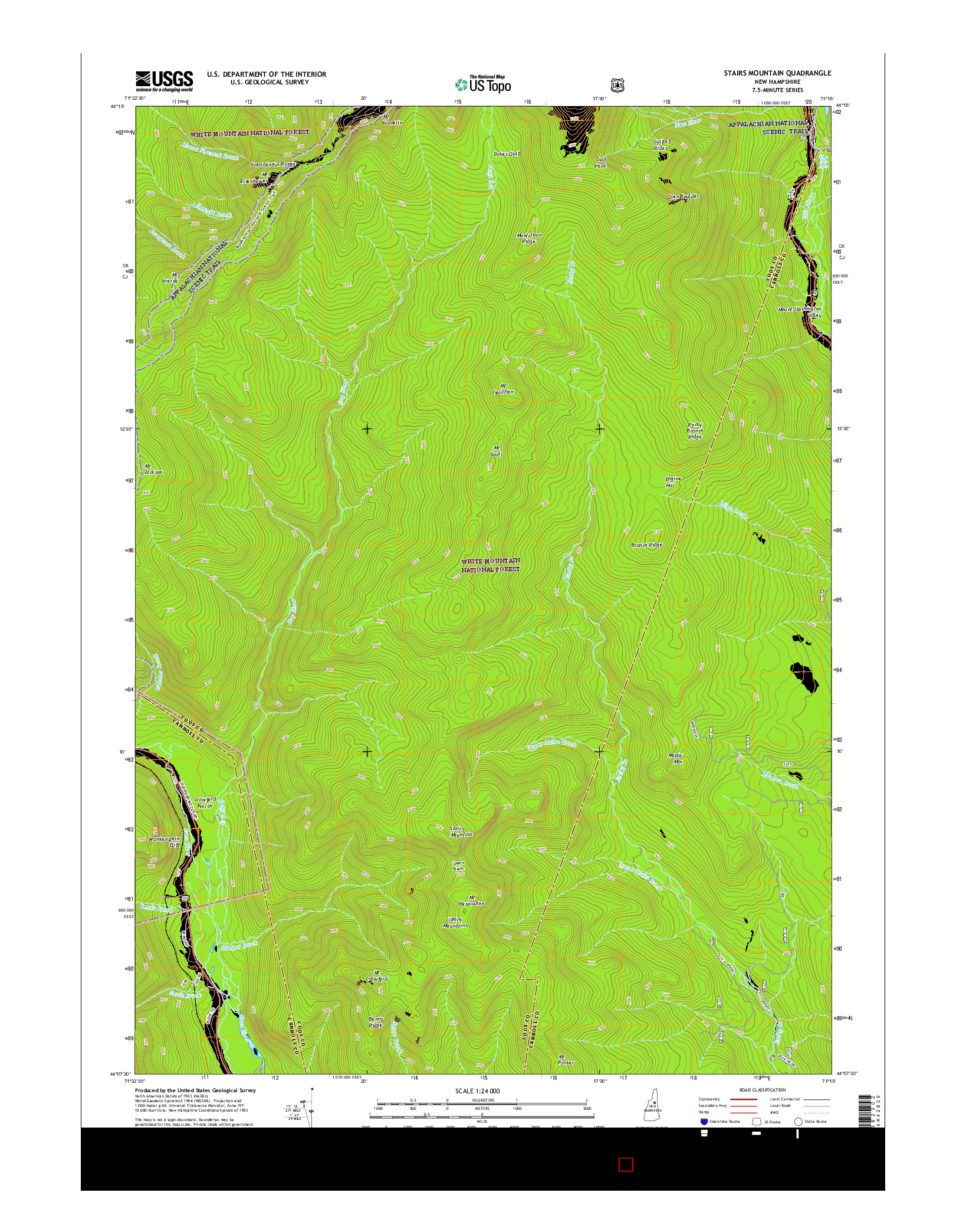 USGS US TOPO 7.5-MINUTE MAP FOR STAIRS MOUNTAIN, NH 2015