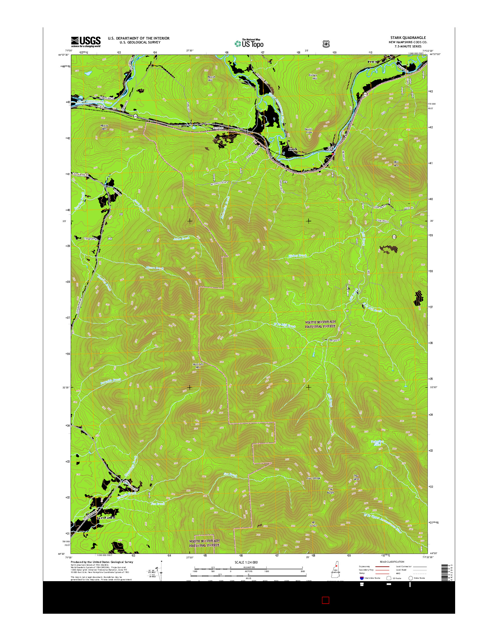 USGS US TOPO 7.5-MINUTE MAP FOR STARK, NH 2015