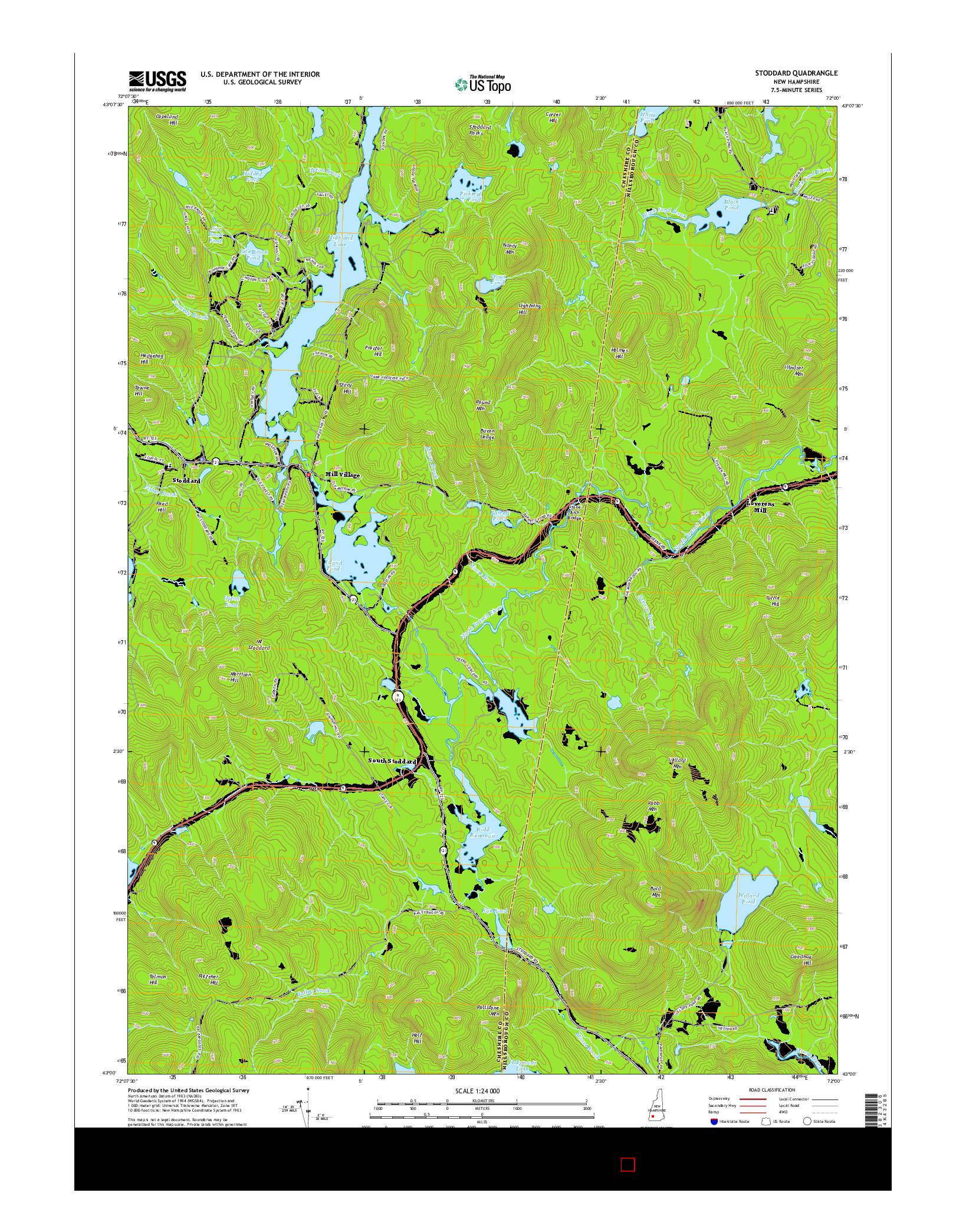 USGS US TOPO 7.5-MINUTE MAP FOR STODDARD, NH 2015
