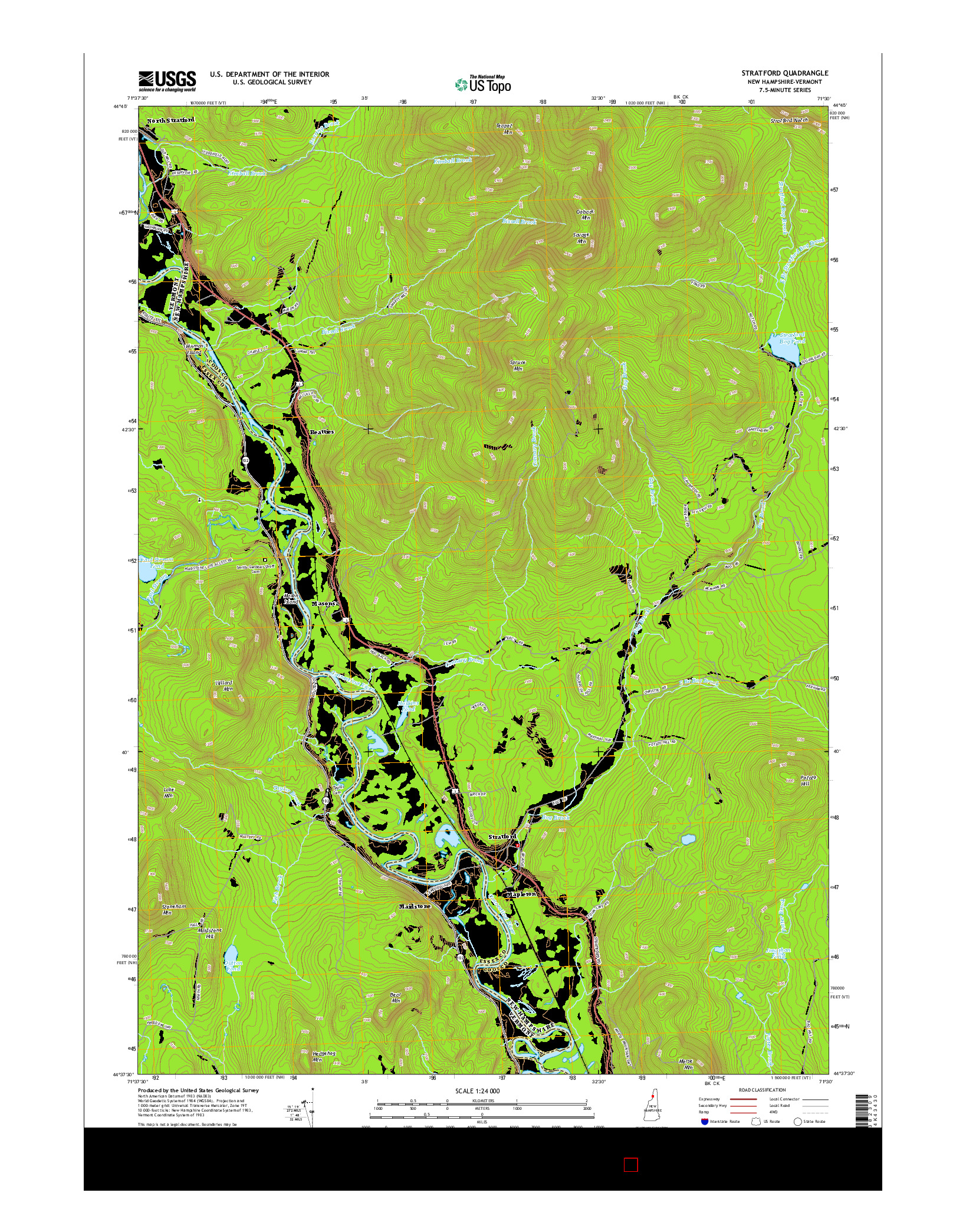 USGS US TOPO 7.5-MINUTE MAP FOR STRATFORD, NH-VT 2015