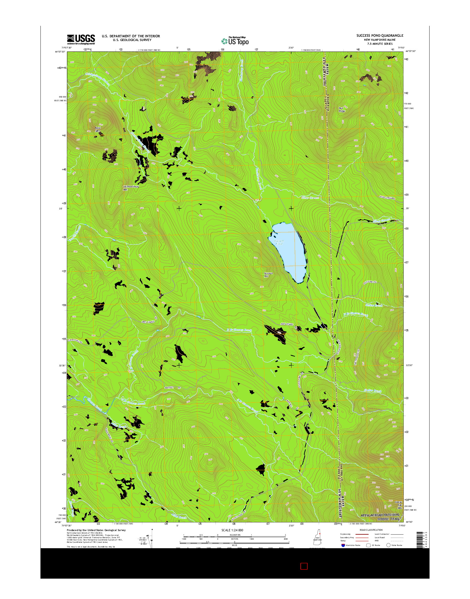 USGS US TOPO 7.5-MINUTE MAP FOR SUCCESS POND, NH-ME 2015
