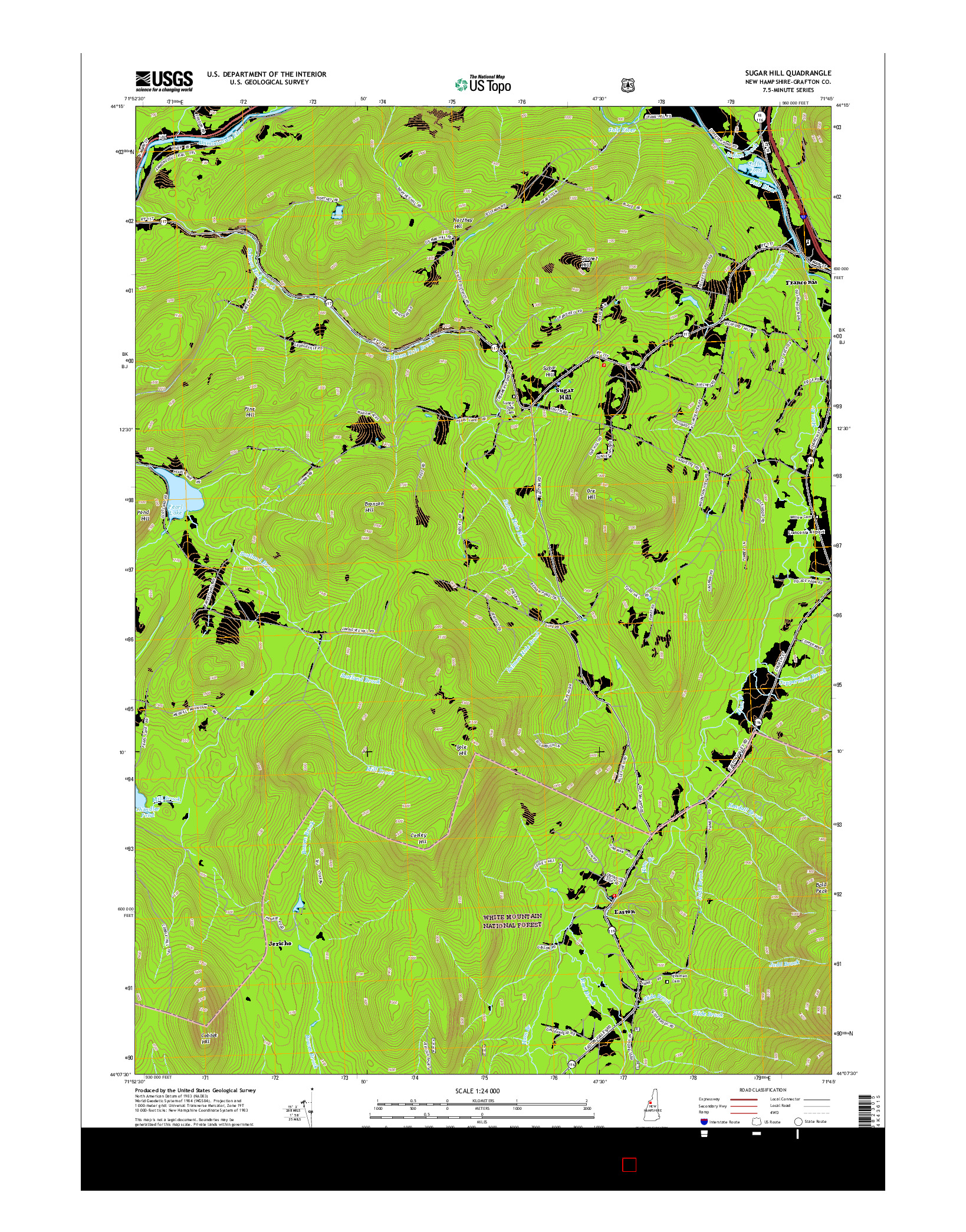 USGS US TOPO 7.5-MINUTE MAP FOR SUGAR HILL, NH 2015