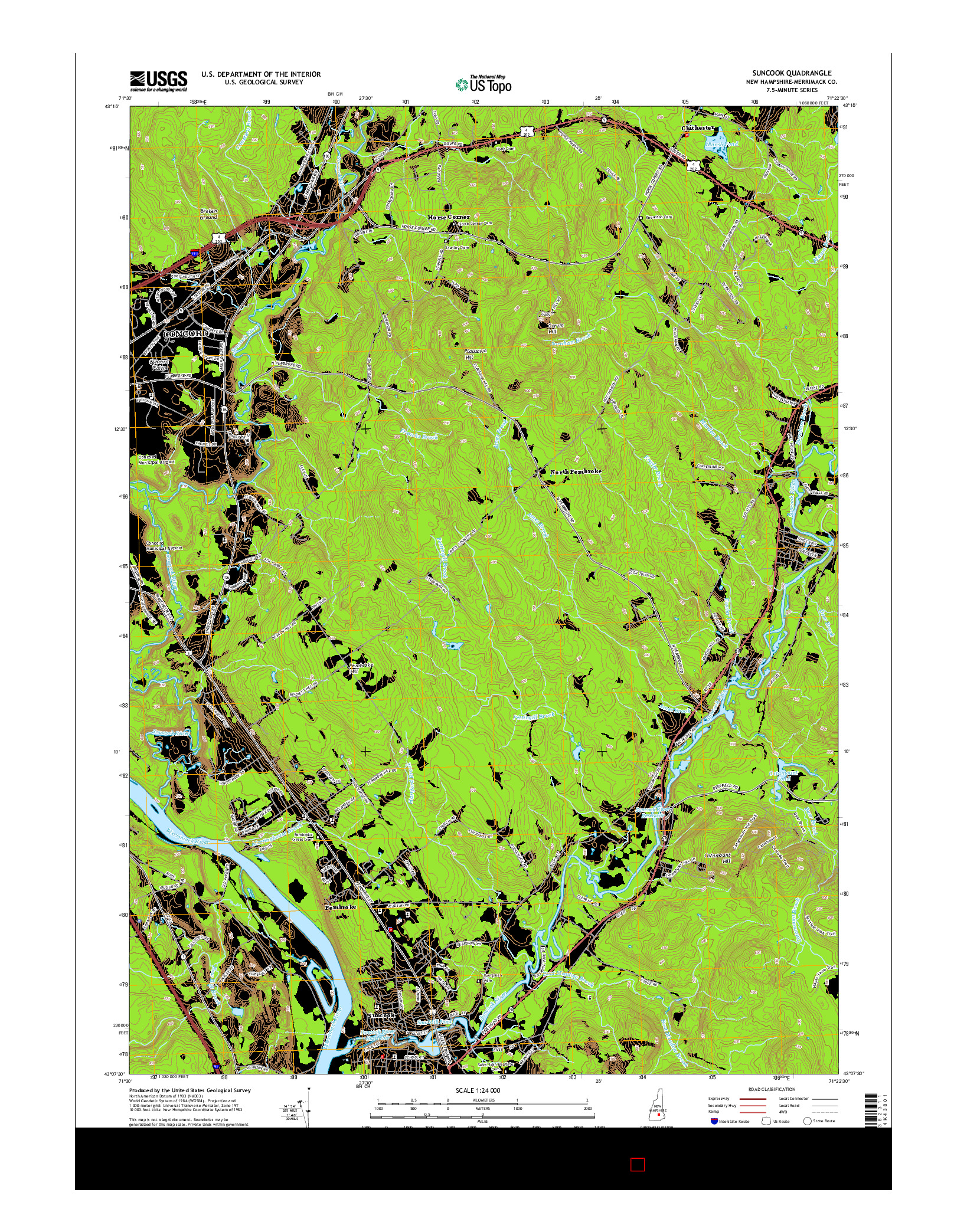 USGS US TOPO 7.5-MINUTE MAP FOR SUNCOOK, NH 2015