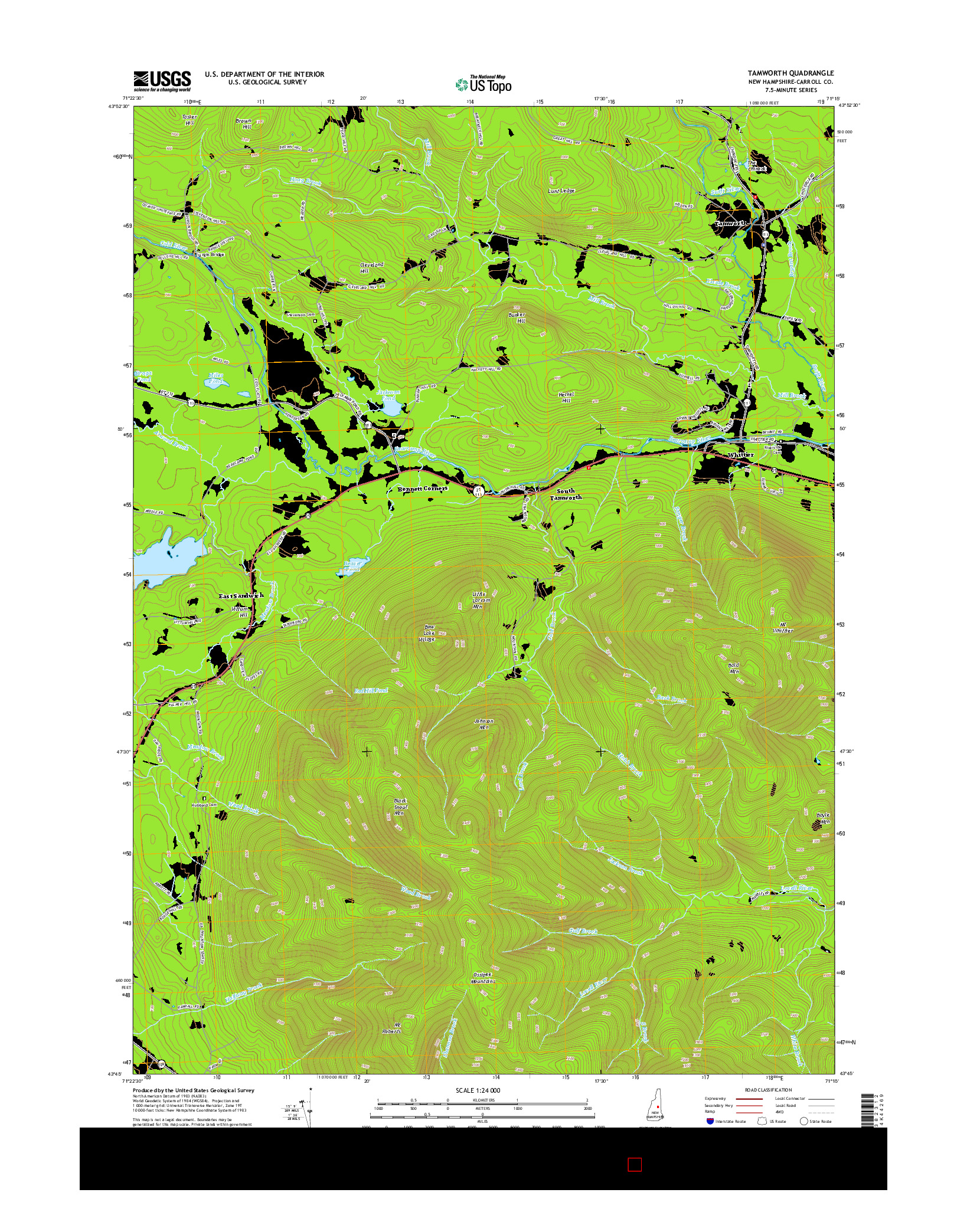 USGS US TOPO 7.5-MINUTE MAP FOR TAMWORTH, NH 2015