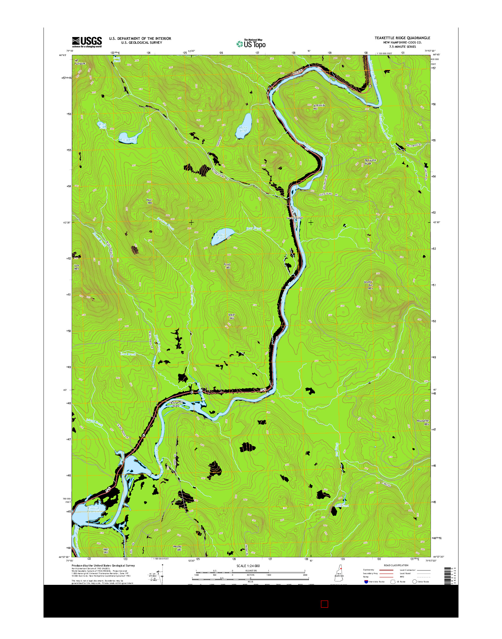 USGS US TOPO 7.5-MINUTE MAP FOR TEAKETTLE RIDGE, NH 2015