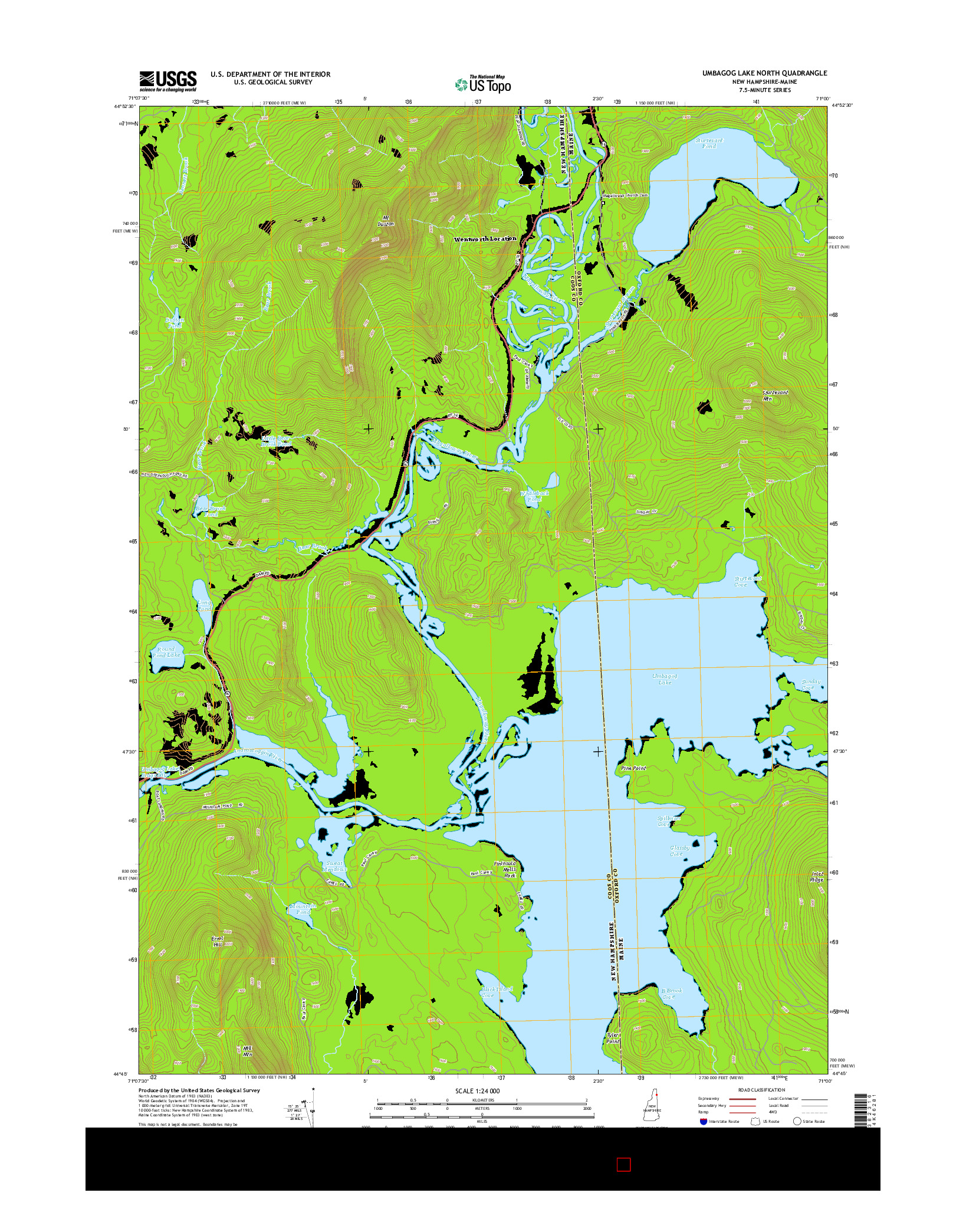 USGS US TOPO 7.5-MINUTE MAP FOR UMBAGOG LAKE NORTH, NH-ME 2015