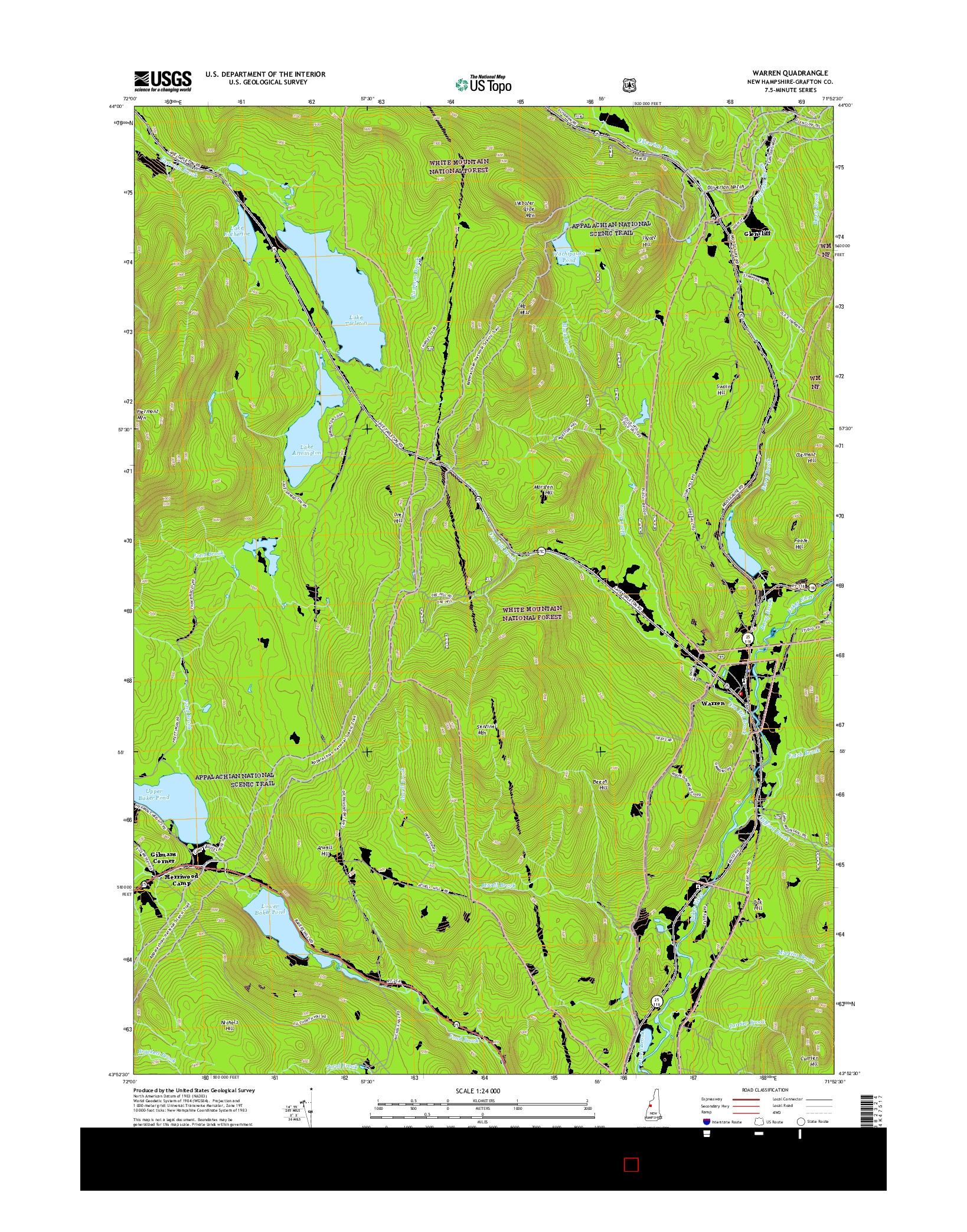 USGS US TOPO 7.5-MINUTE MAP FOR WARREN, NH 2015