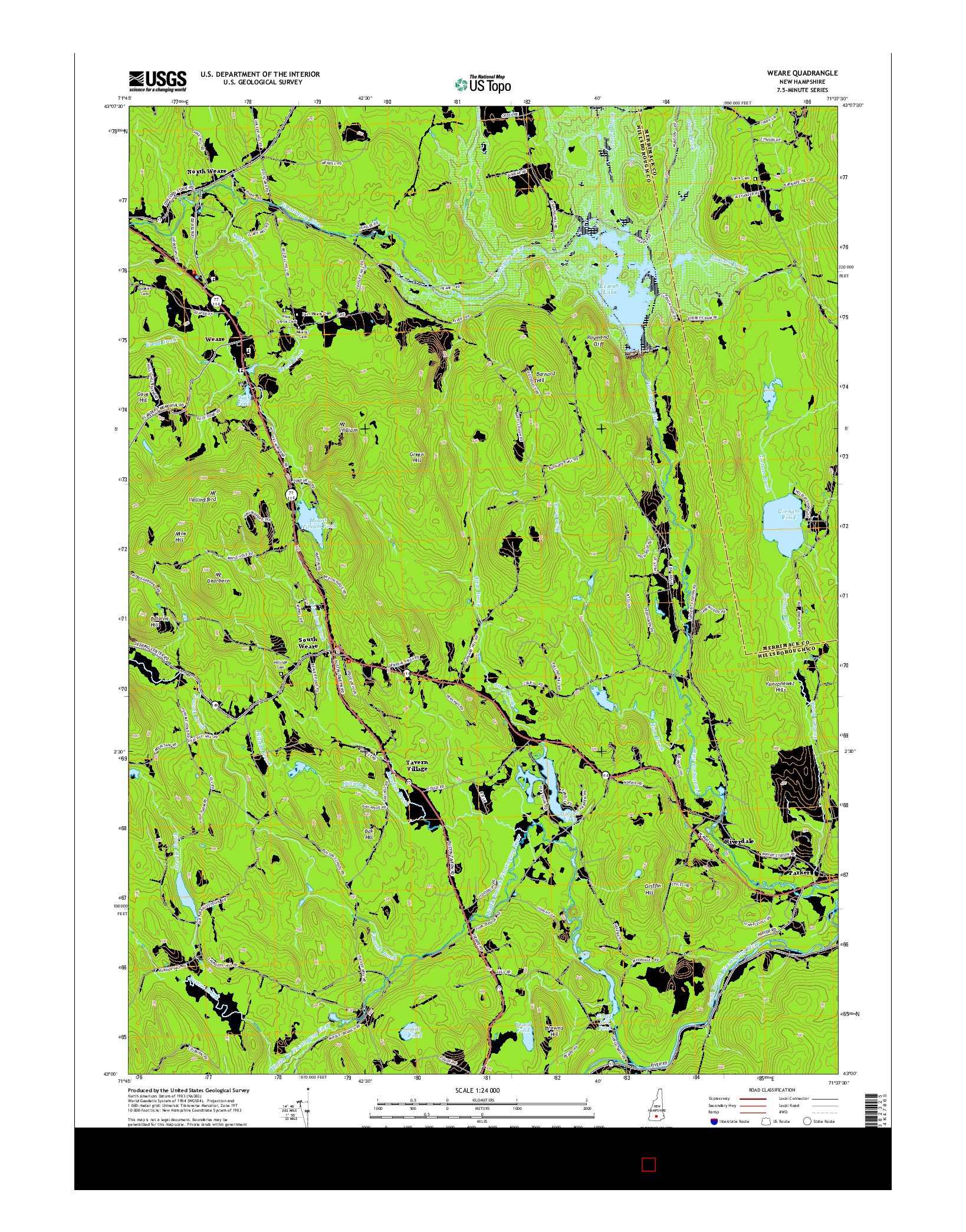 USGS US TOPO 7.5-MINUTE MAP FOR WEARE, NH 2015