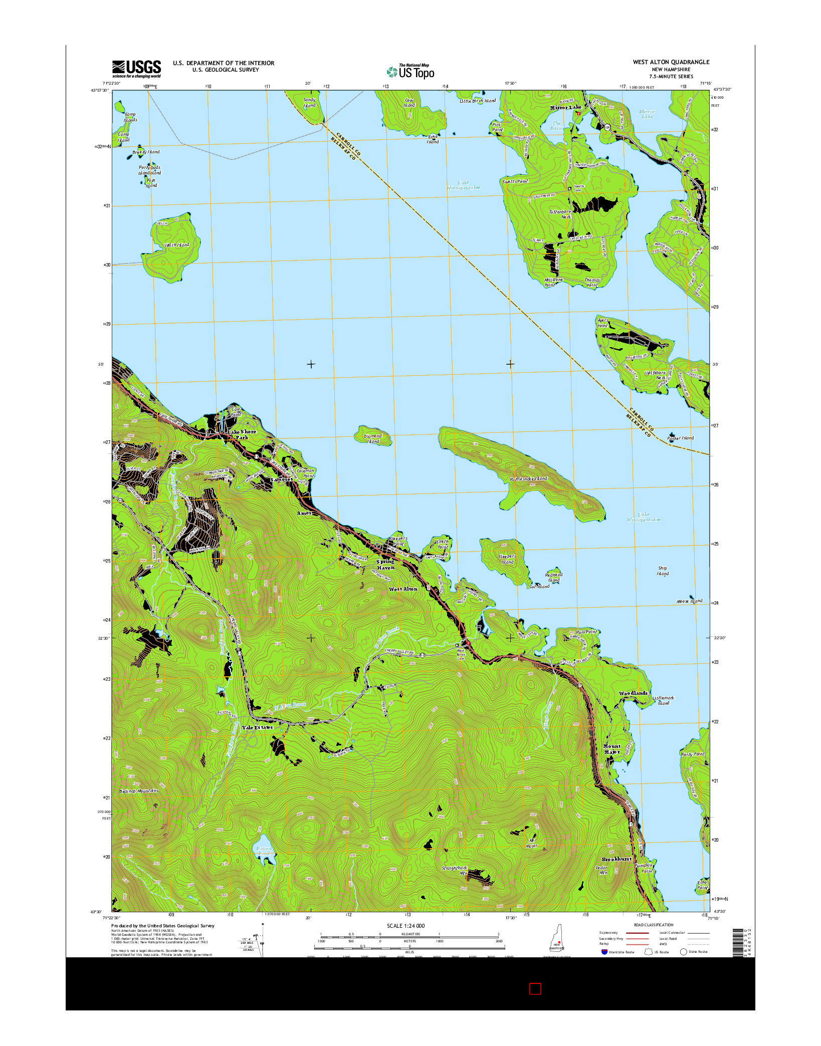 USGS US TOPO 7.5-MINUTE MAP FOR WEST ALTON, NH 2015