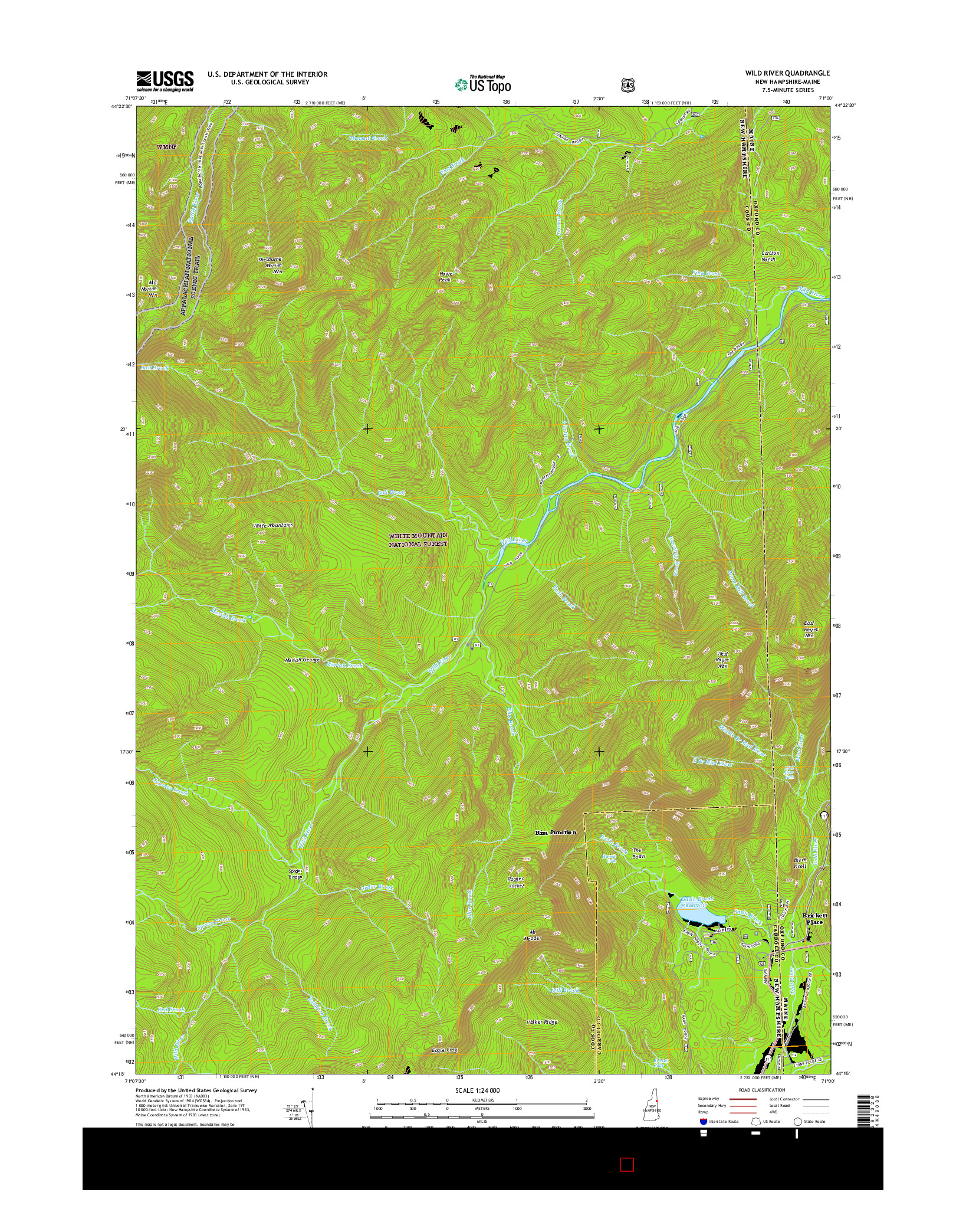 USGS US TOPO 7.5-MINUTE MAP FOR WILD RIVER, NH-ME 2015