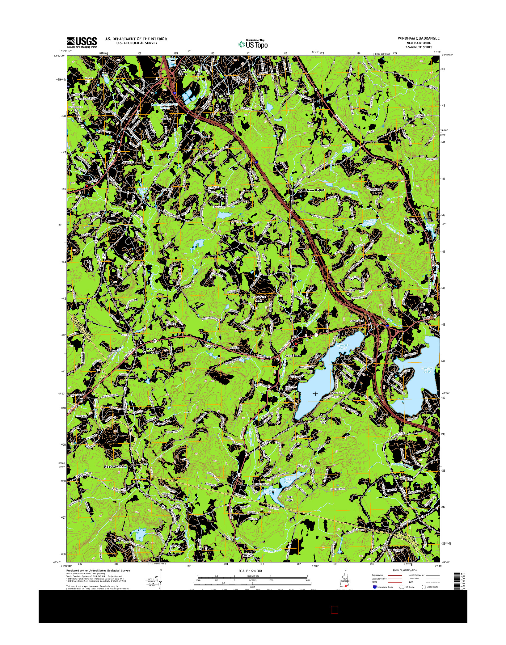 USGS US TOPO 7.5-MINUTE MAP FOR WINDHAM, NH 2015