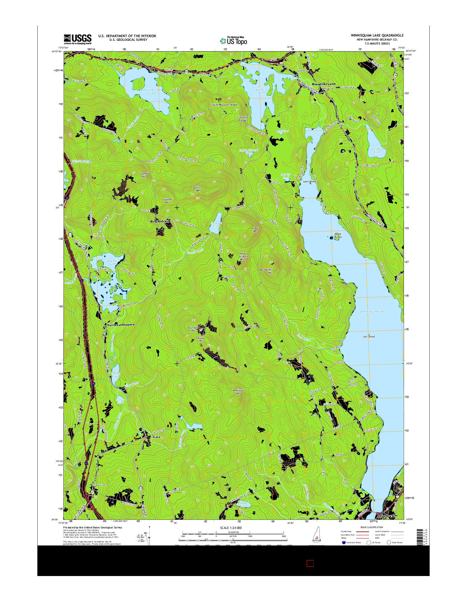USGS US TOPO 7.5-MINUTE MAP FOR WINNISQUAM LAKE, NH 2015