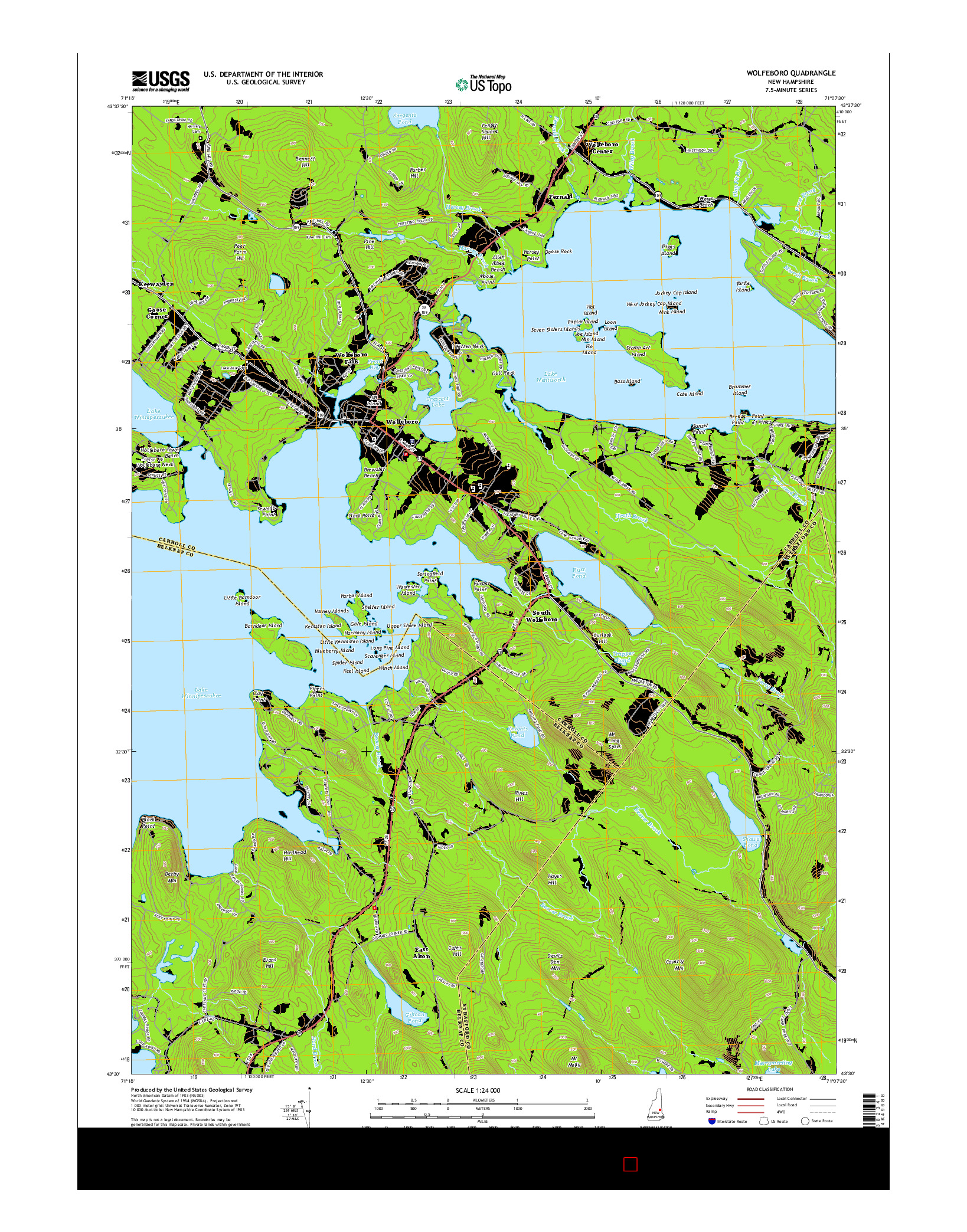 USGS US TOPO 7.5-MINUTE MAP FOR WOLFEBORO, NH 2015