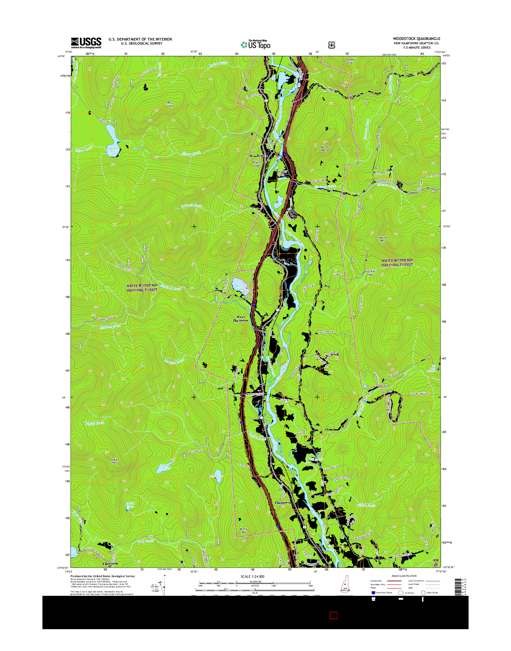 USGS US TOPO 7.5-MINUTE MAP FOR WOODSTOCK, NH 2015