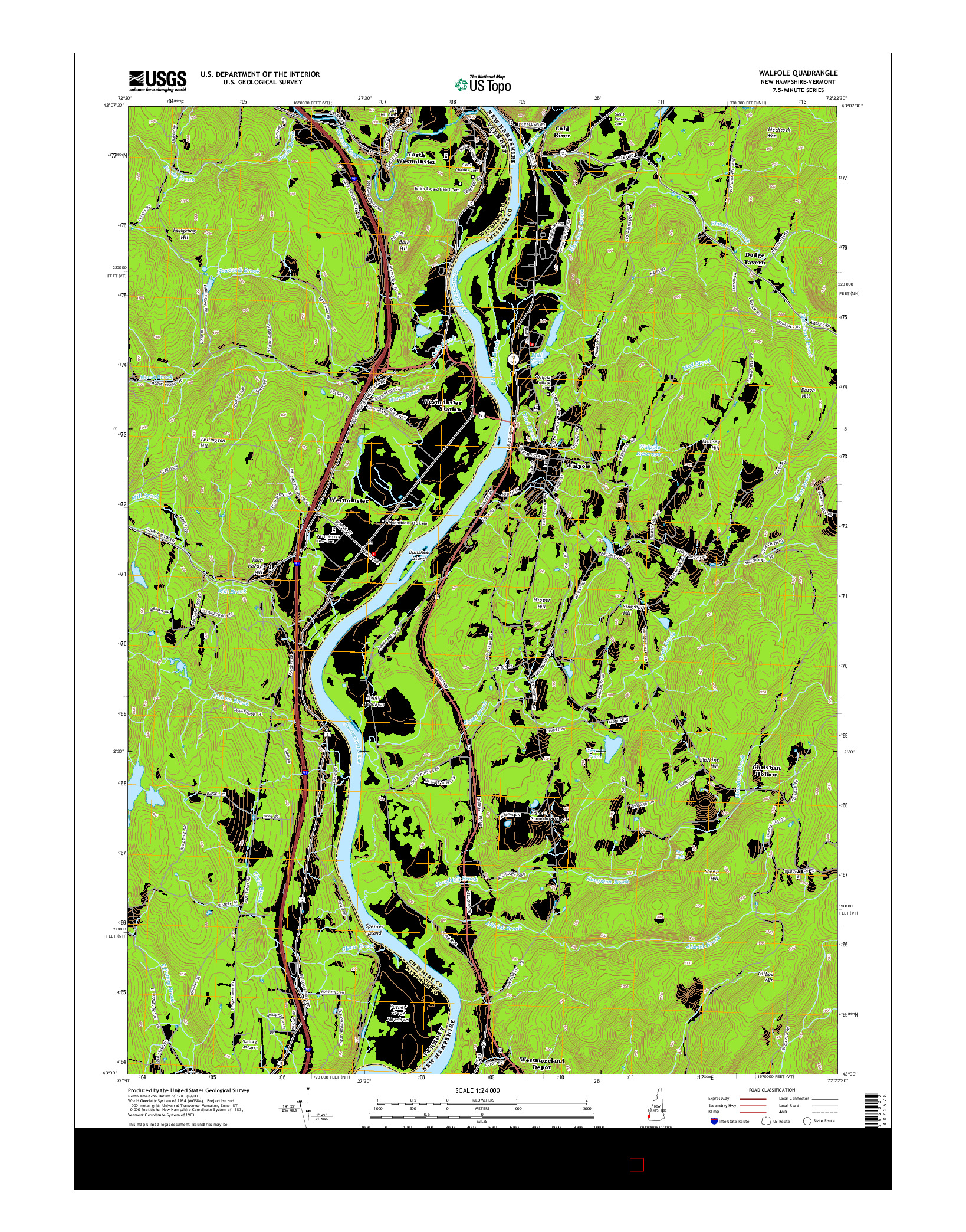 USGS US TOPO 7.5-MINUTE MAP FOR WALPOLE, NH-VT 2015
