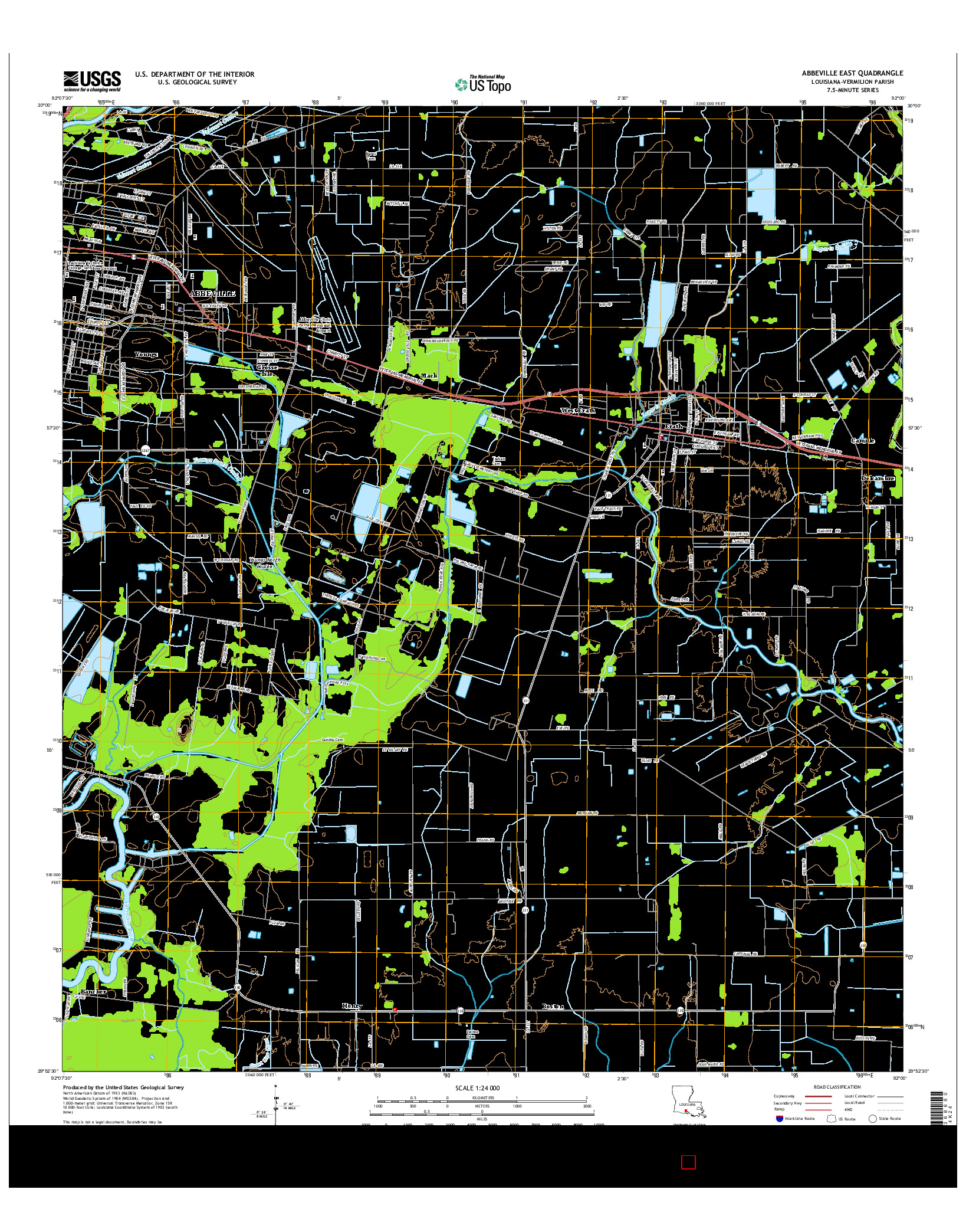 USGS US TOPO 7.5-MINUTE MAP FOR ABBEVILLE EAST, LA 2015