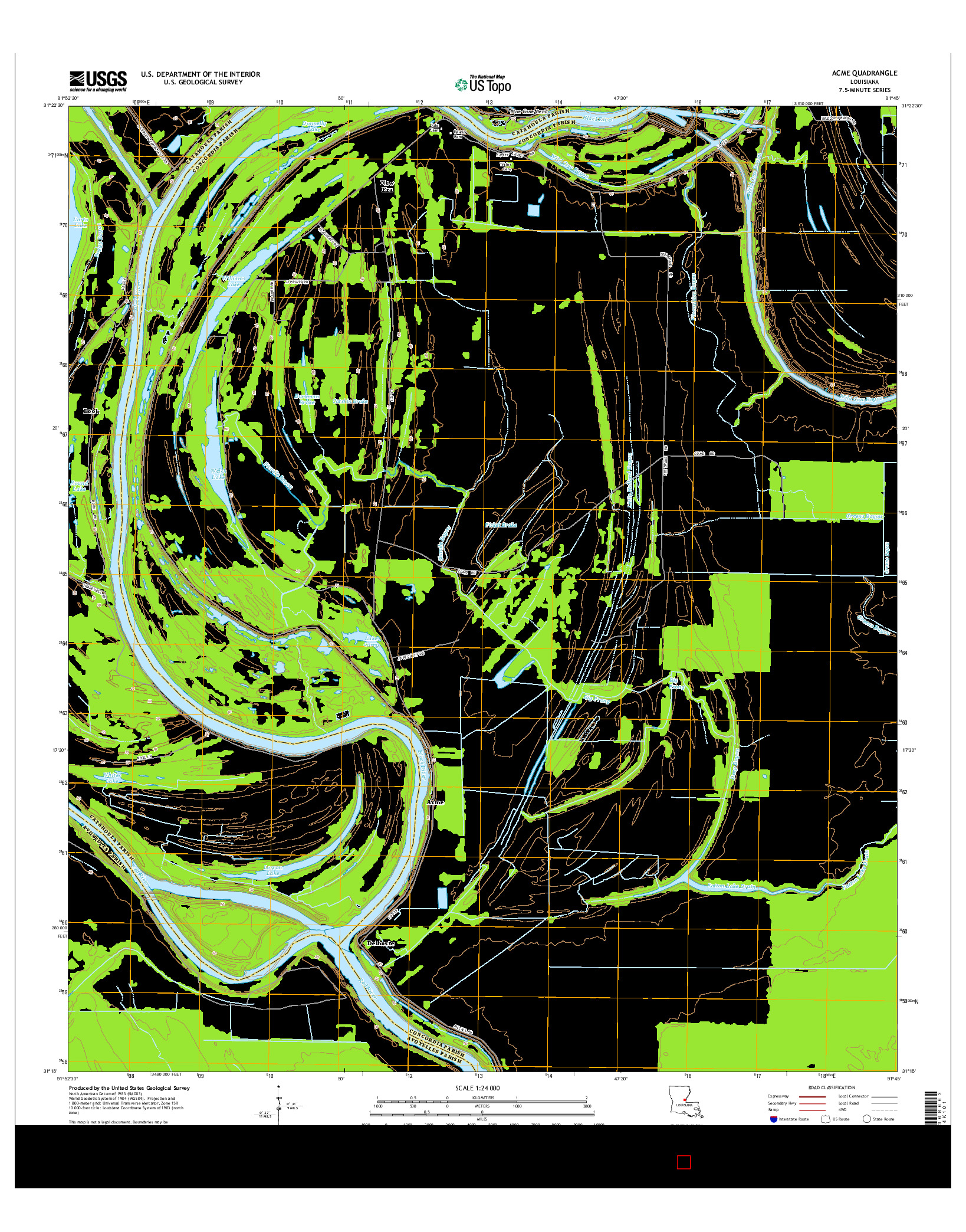 USGS US TOPO 7.5-MINUTE MAP FOR ACME, LA 2015