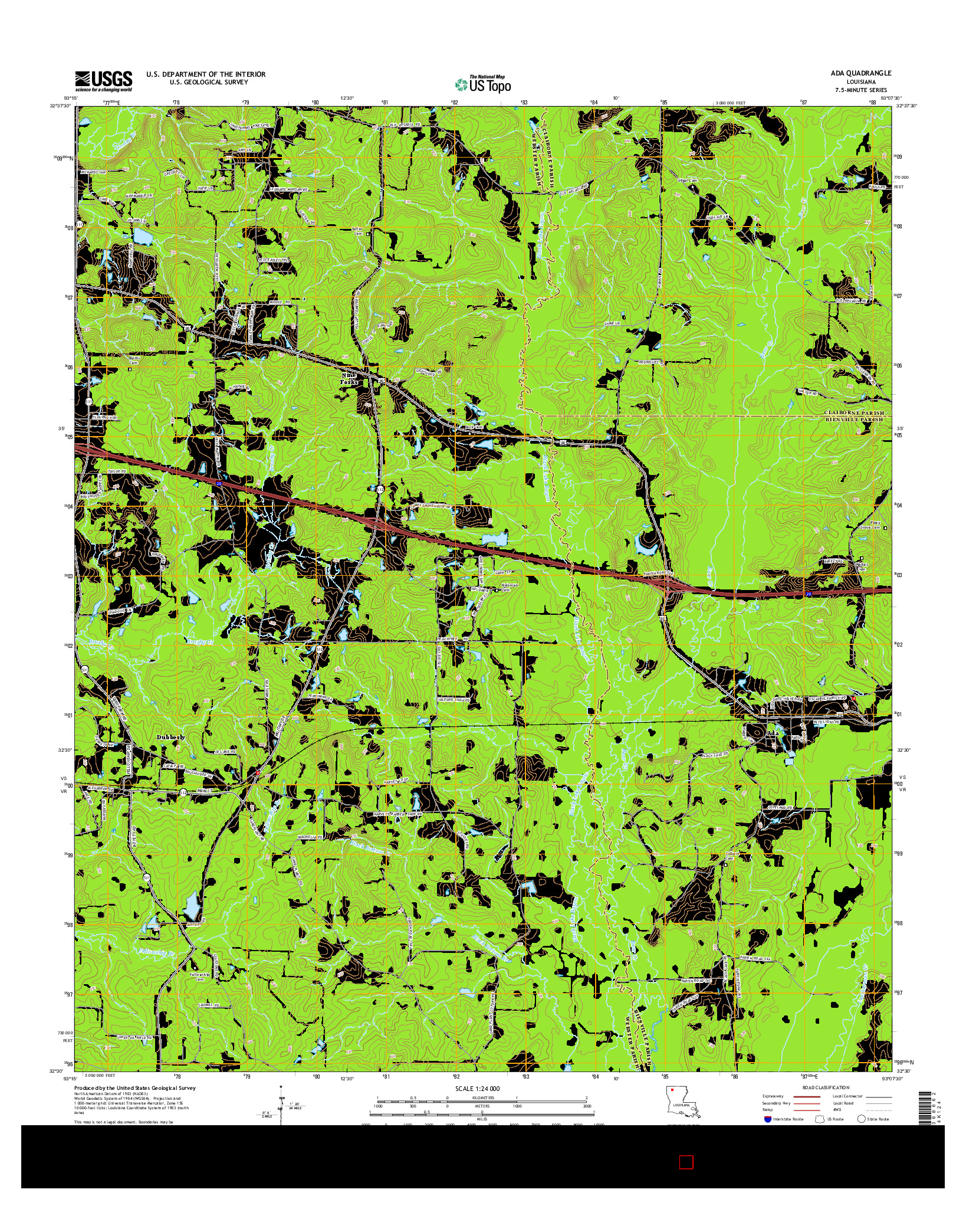 USGS US TOPO 7.5-MINUTE MAP FOR ADA, LA 2015