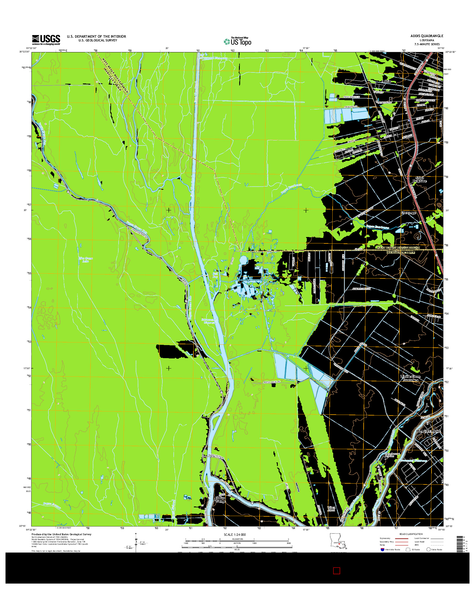 USGS US TOPO 7.5-MINUTE MAP FOR ADDIS, LA 2015