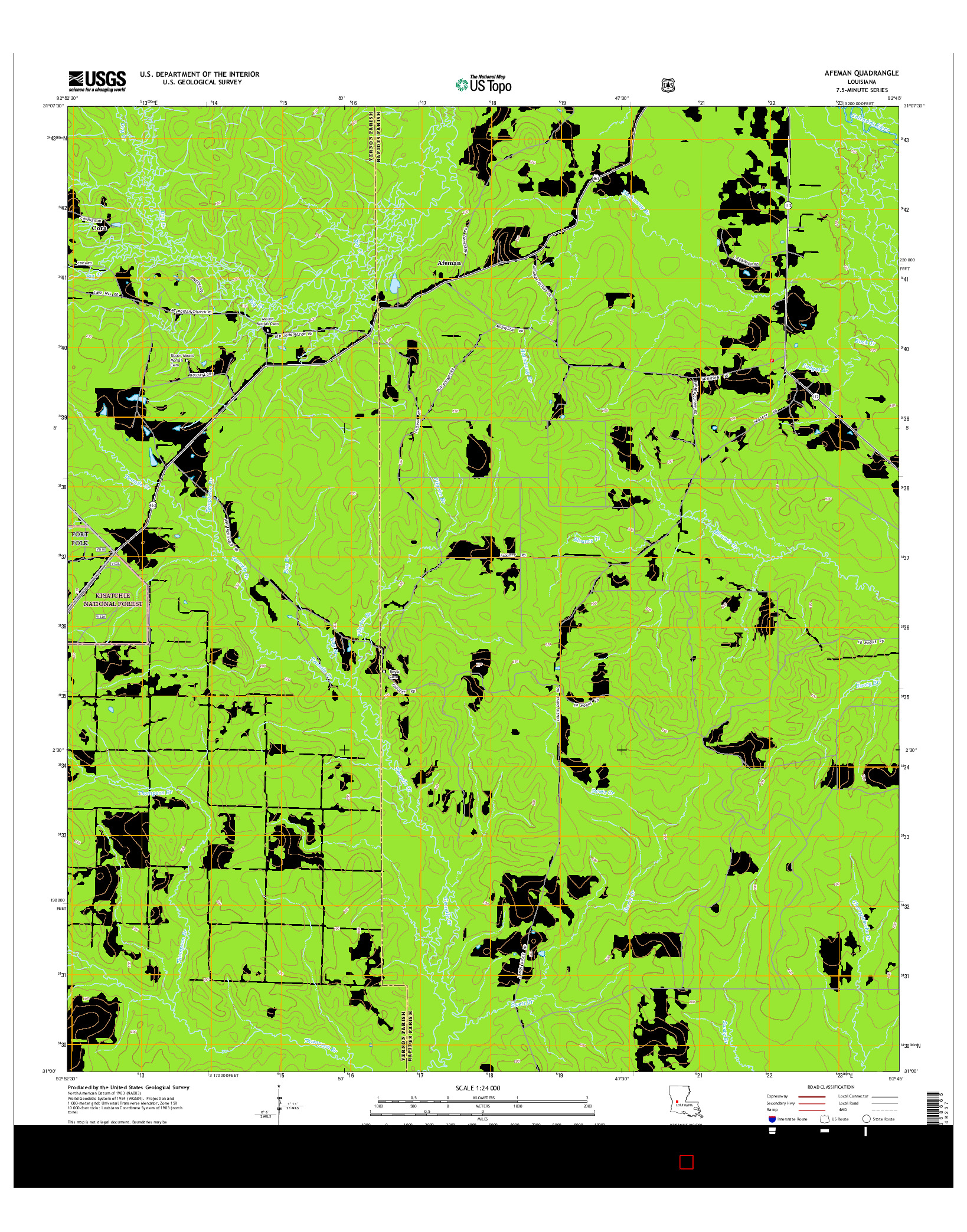 USGS US TOPO 7.5-MINUTE MAP FOR AFEMAN, LA 2015