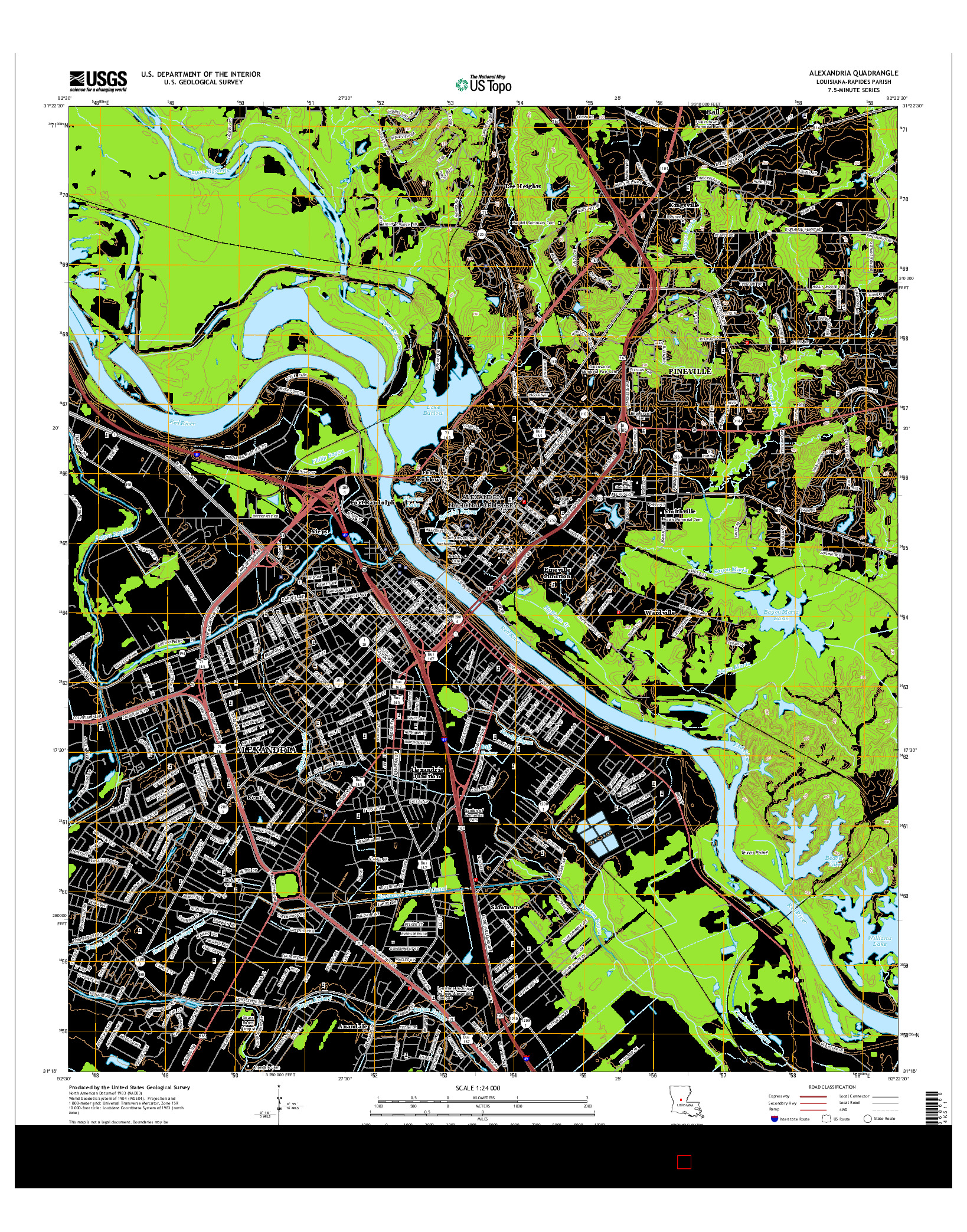 USGS US TOPO 7.5-MINUTE MAP FOR ALEXANDRIA, LA 2015