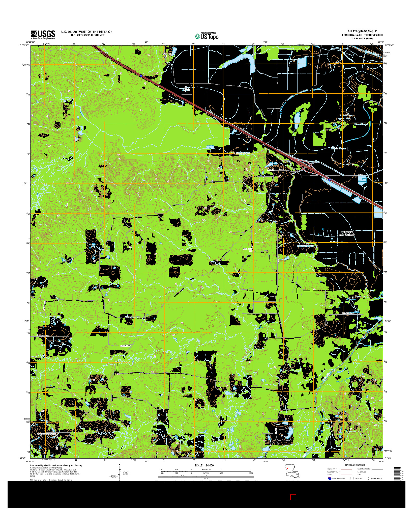 USGS US TOPO 7.5-MINUTE MAP FOR ALLEN, LA 2015