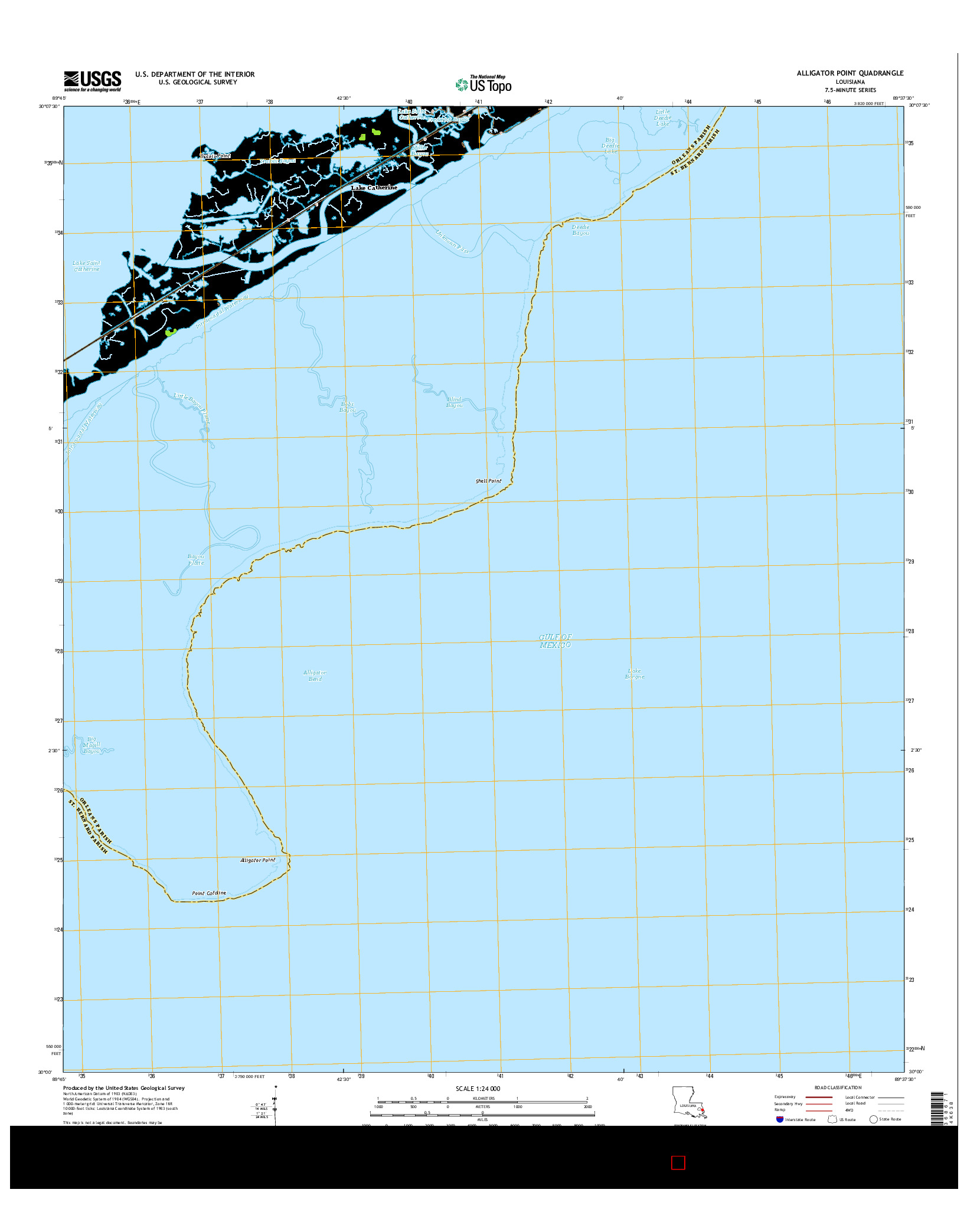 USGS US TOPO 7.5-MINUTE MAP FOR ALLIGATOR POINT, LA 2015