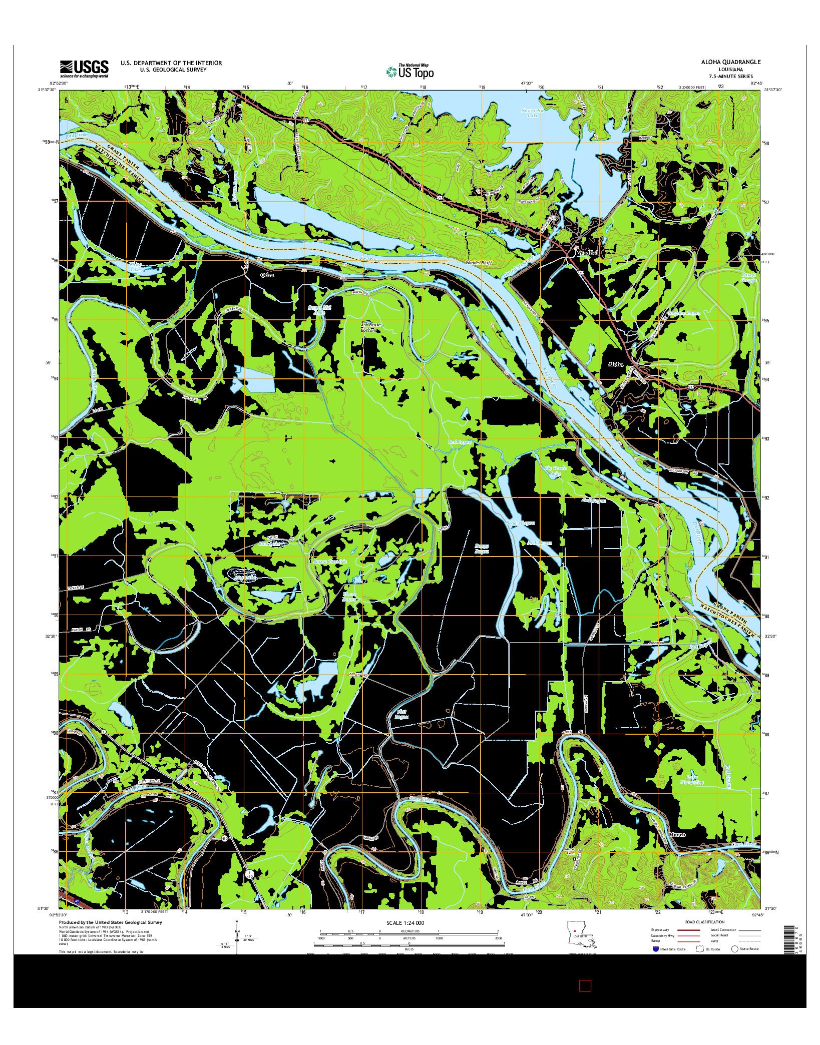 USGS US TOPO 7.5-MINUTE MAP FOR ALOHA, LA 2015