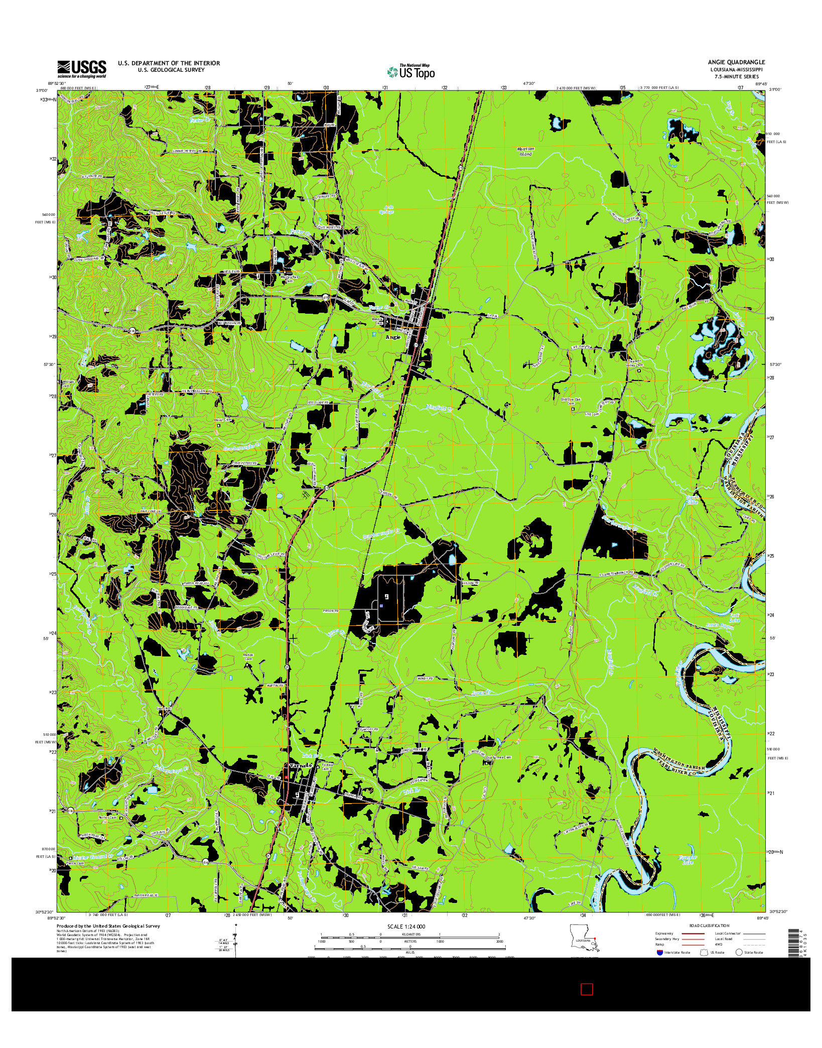 USGS US TOPO 7.5-MINUTE MAP FOR ANGIE, LA-MS 2015