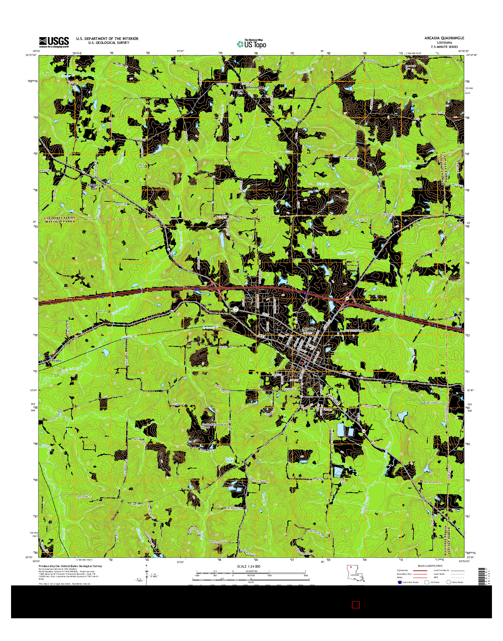 USGS US TOPO 7.5-MINUTE MAP FOR ARCADIA, LA 2015