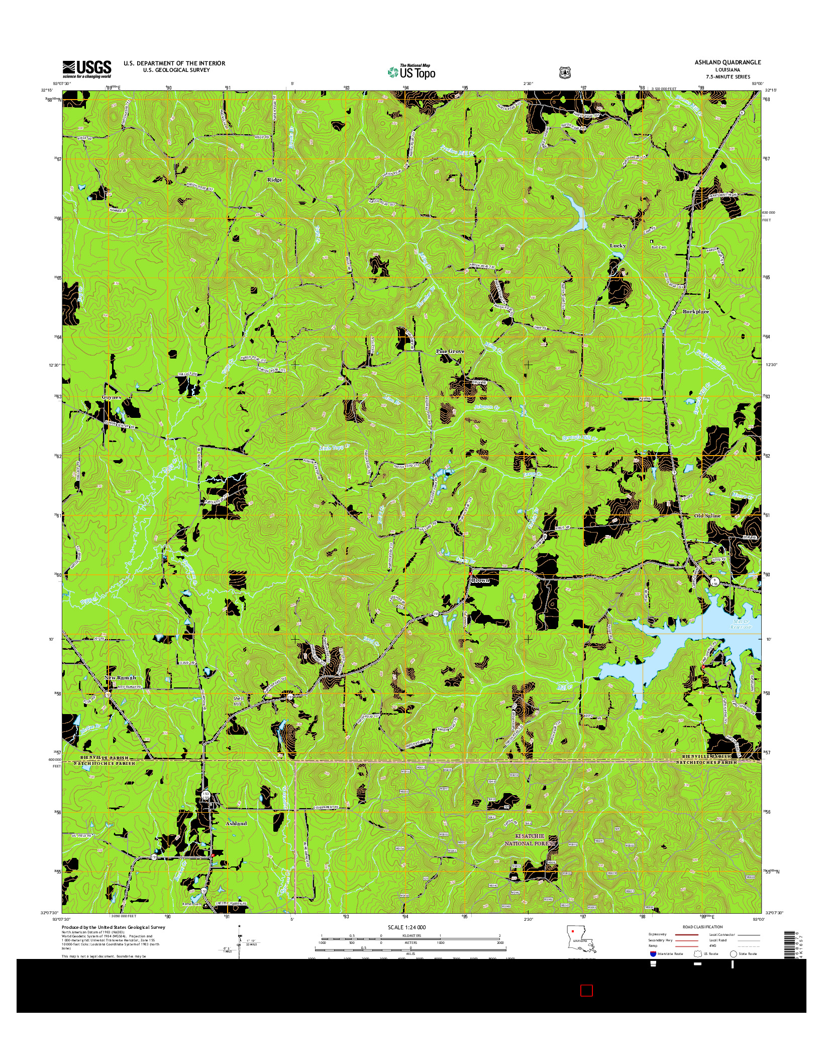 USGS US TOPO 7.5-MINUTE MAP FOR ASHLAND, LA 2015