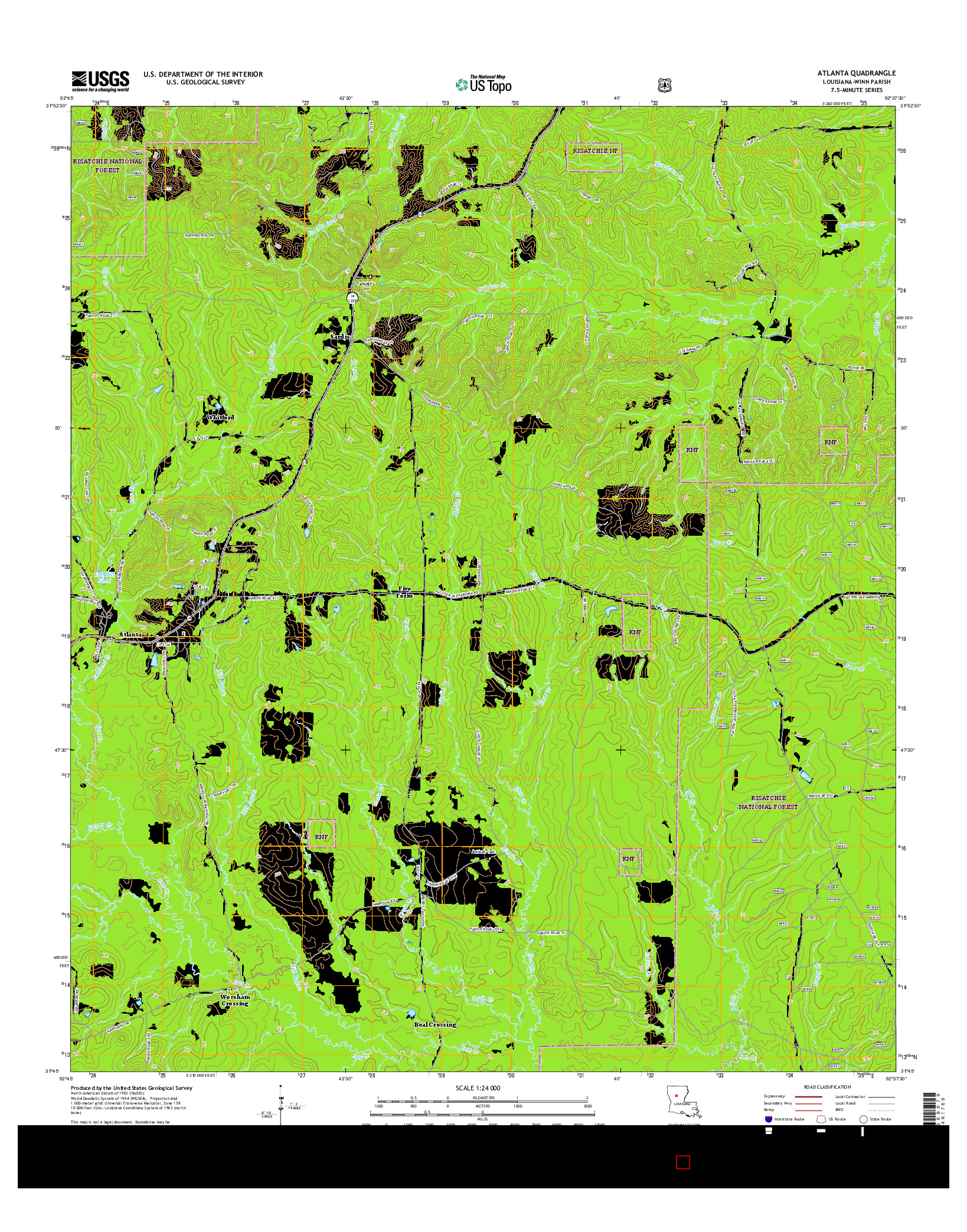 USGS US TOPO 7.5-MINUTE MAP FOR ATLANTA, LA 2015