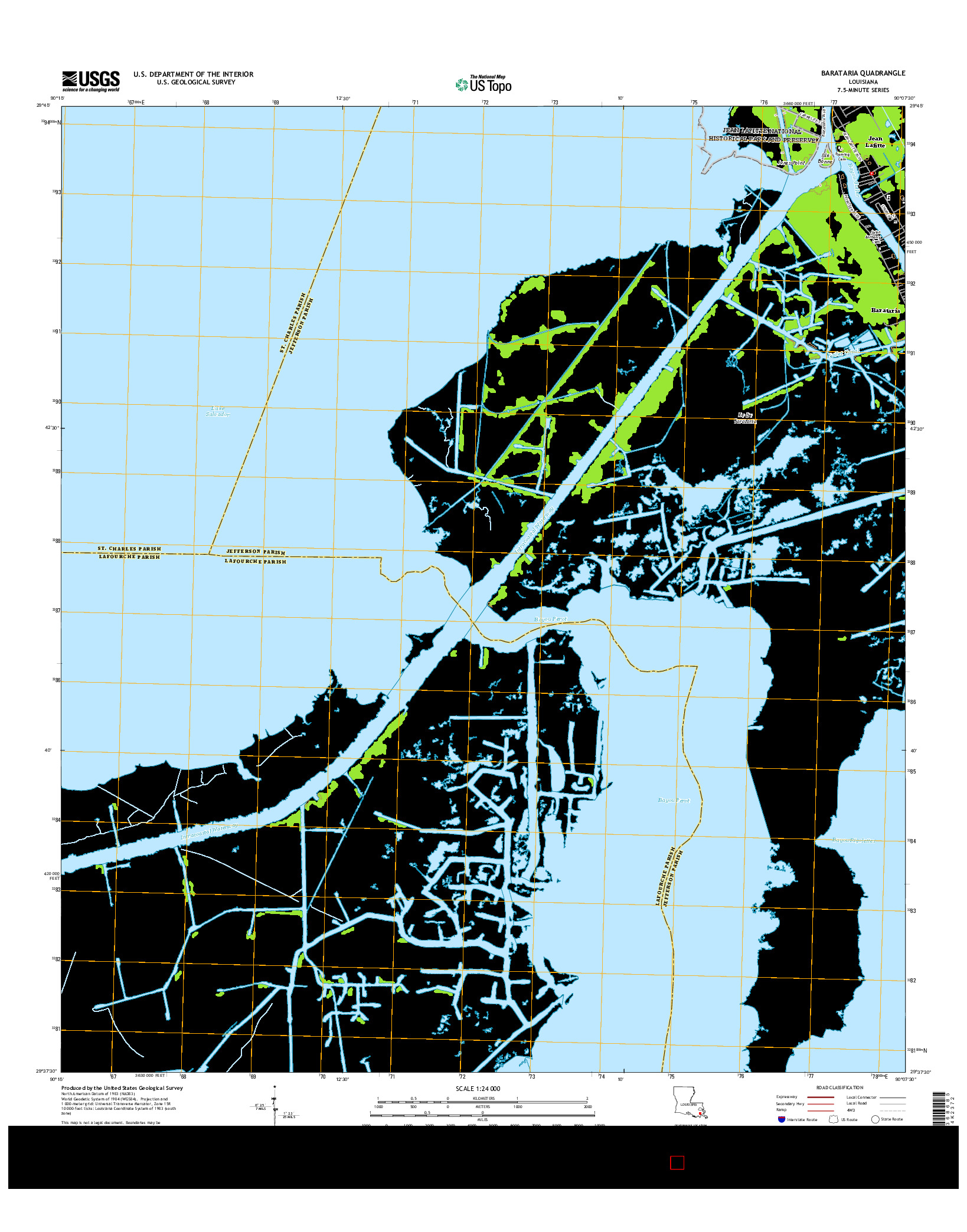 USGS US TOPO 7.5-MINUTE MAP FOR BARATARIA, LA 2015
