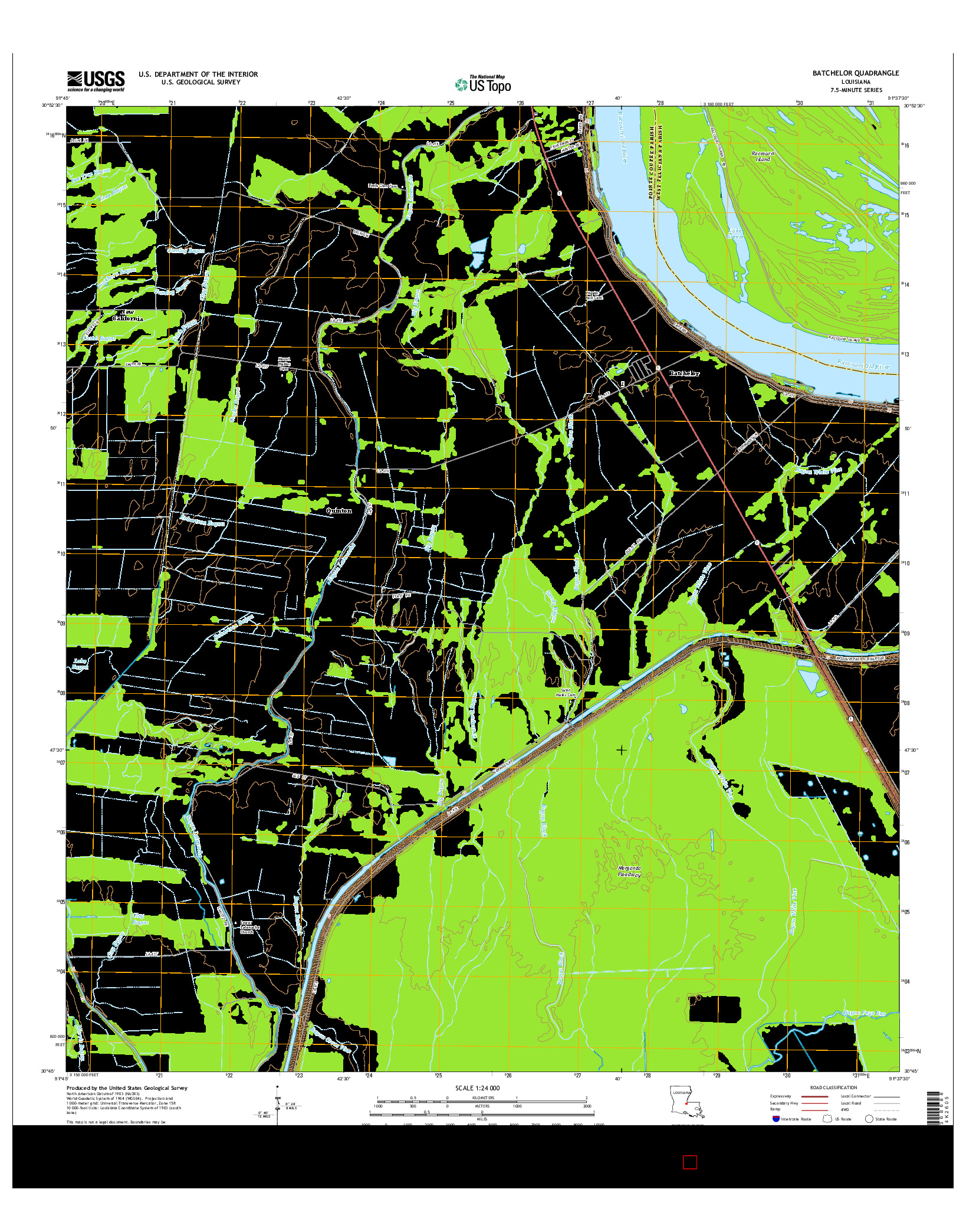 USGS US TOPO 7.5-MINUTE MAP FOR BATCHELOR, LA 2015
