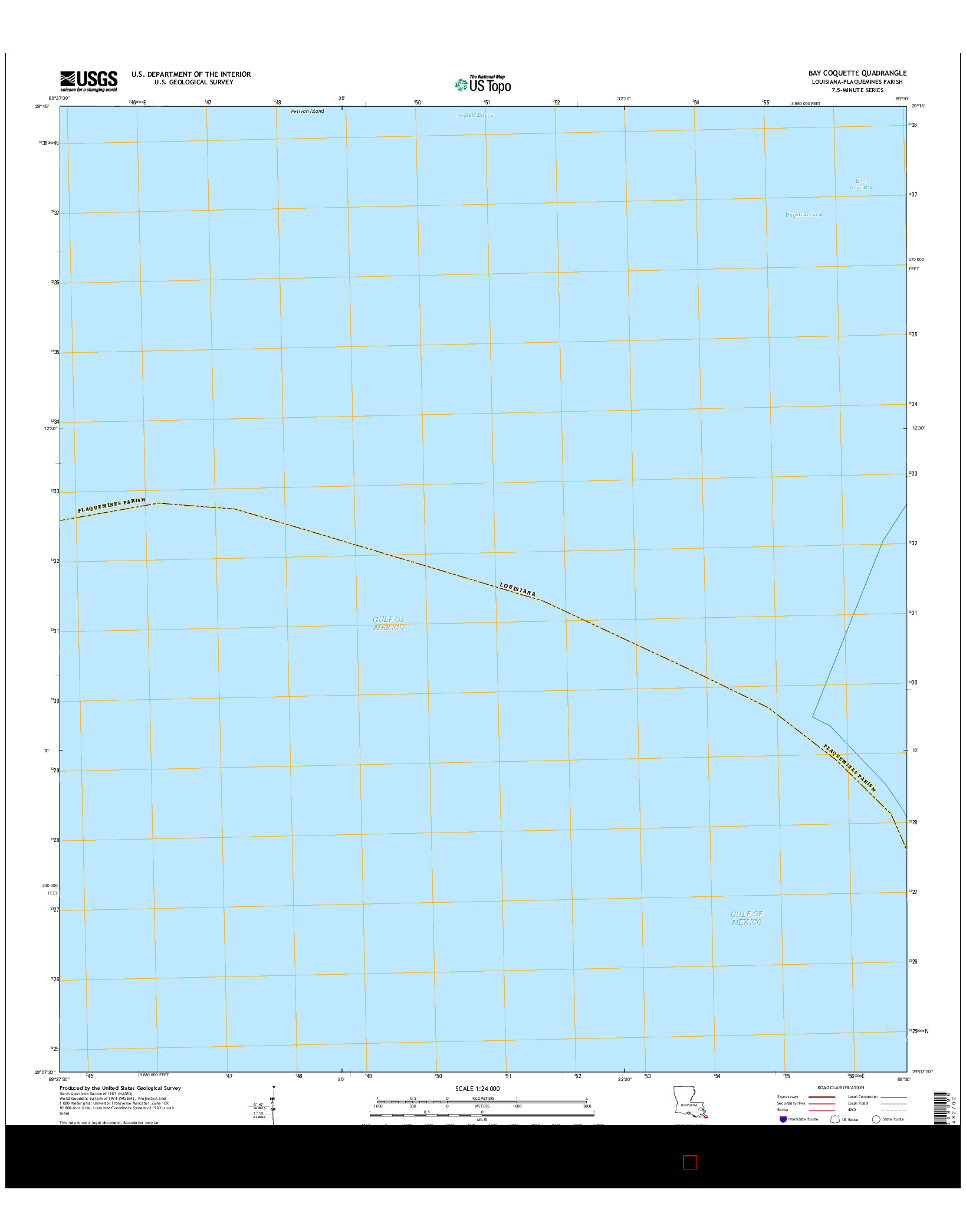 USGS US TOPO 7.5-MINUTE MAP FOR BAY COQUETTE, LA 2015