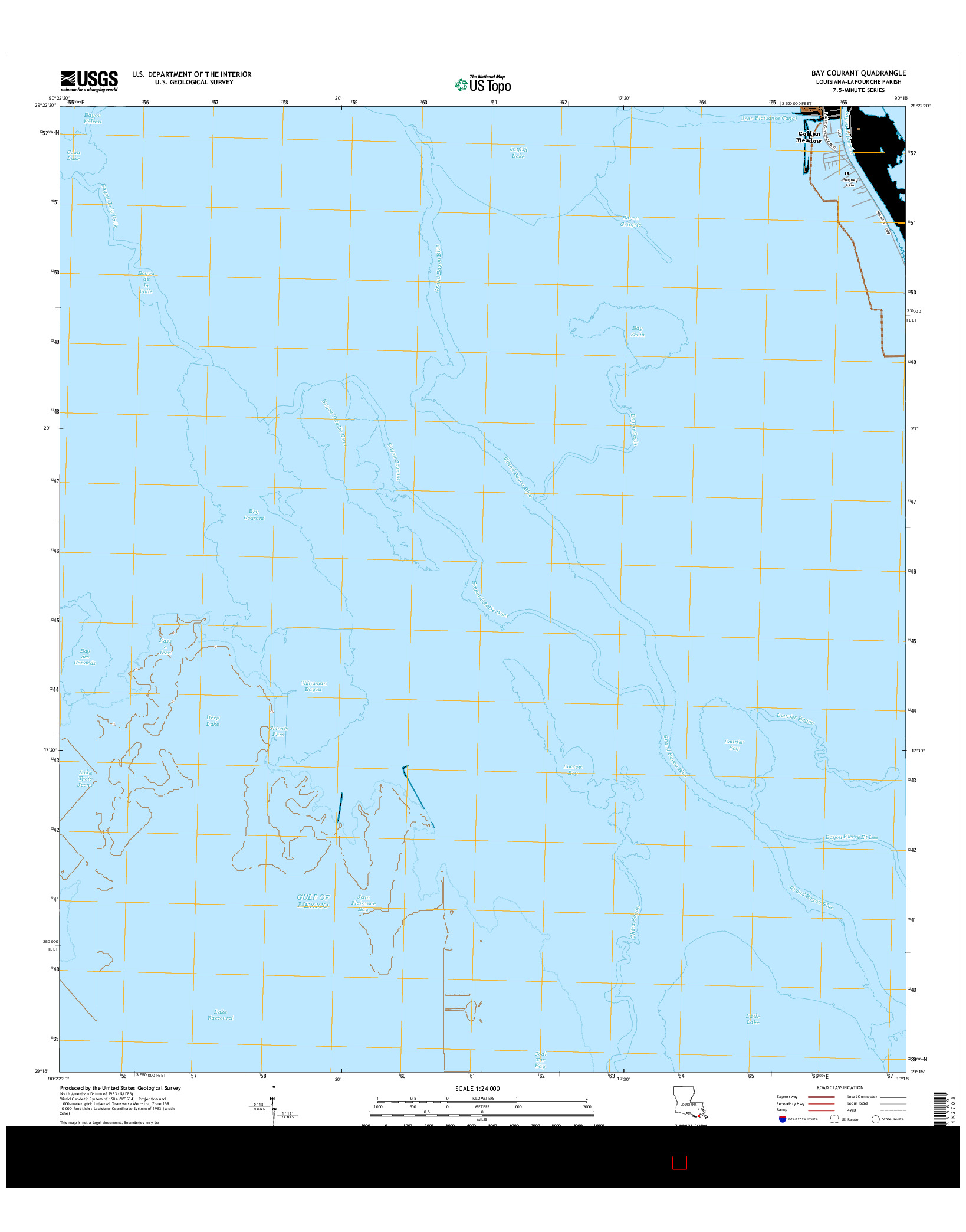 USGS US TOPO 7.5-MINUTE MAP FOR BAY COURANT, LA 2015