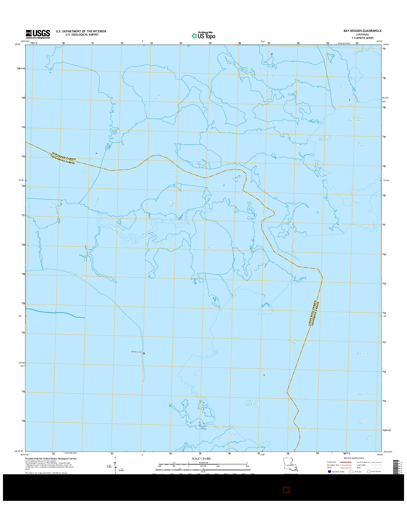 USGS US TOPO 7.5-MINUTE MAP FOR BAY DOSGRIS, LA 2015