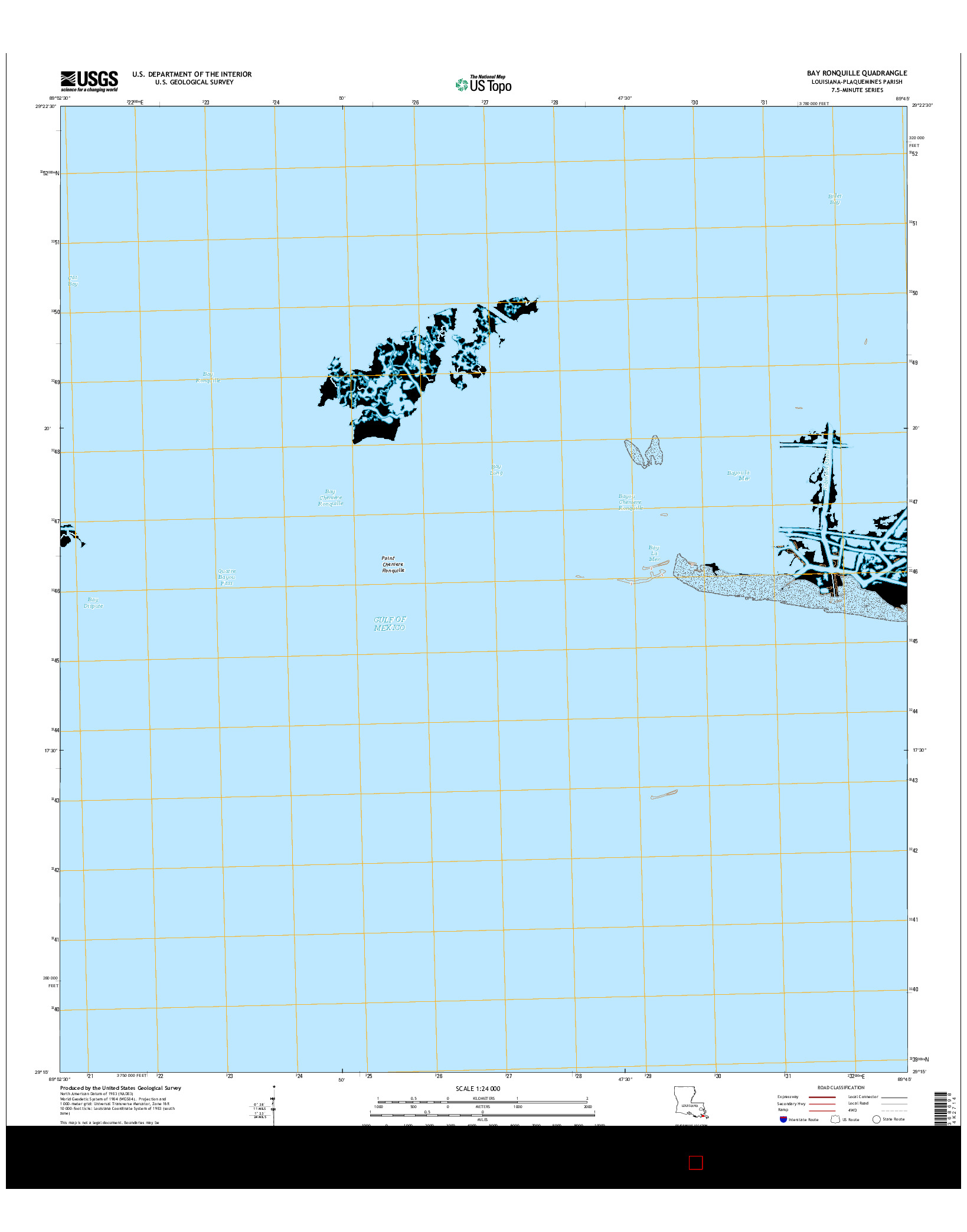 USGS US TOPO 7.5-MINUTE MAP FOR BAY RONQUILLE, LA 2015