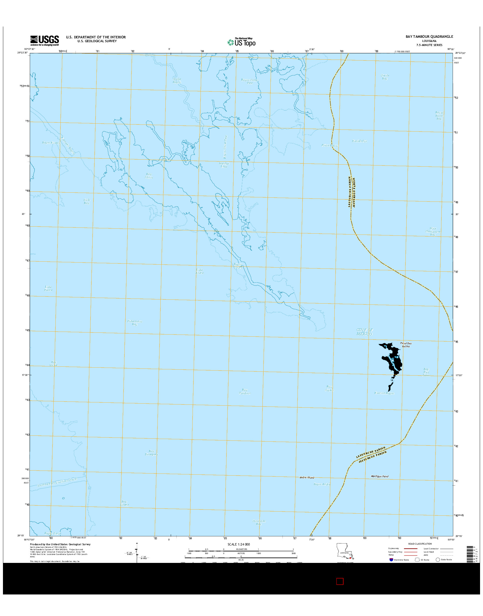 USGS US TOPO 7.5-MINUTE MAP FOR BAY TAMBOUR, LA 2015