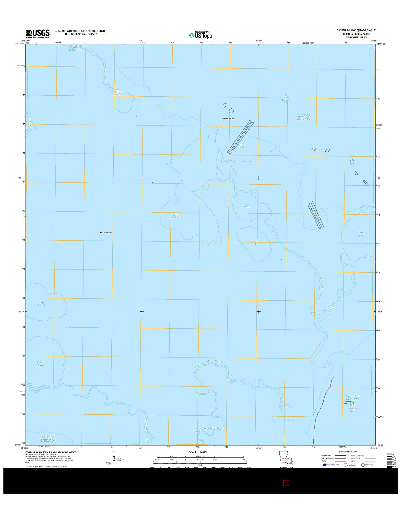 USGS US TOPO 7.5-MINUTE MAP FOR BAYOU BLANC, LA 2015