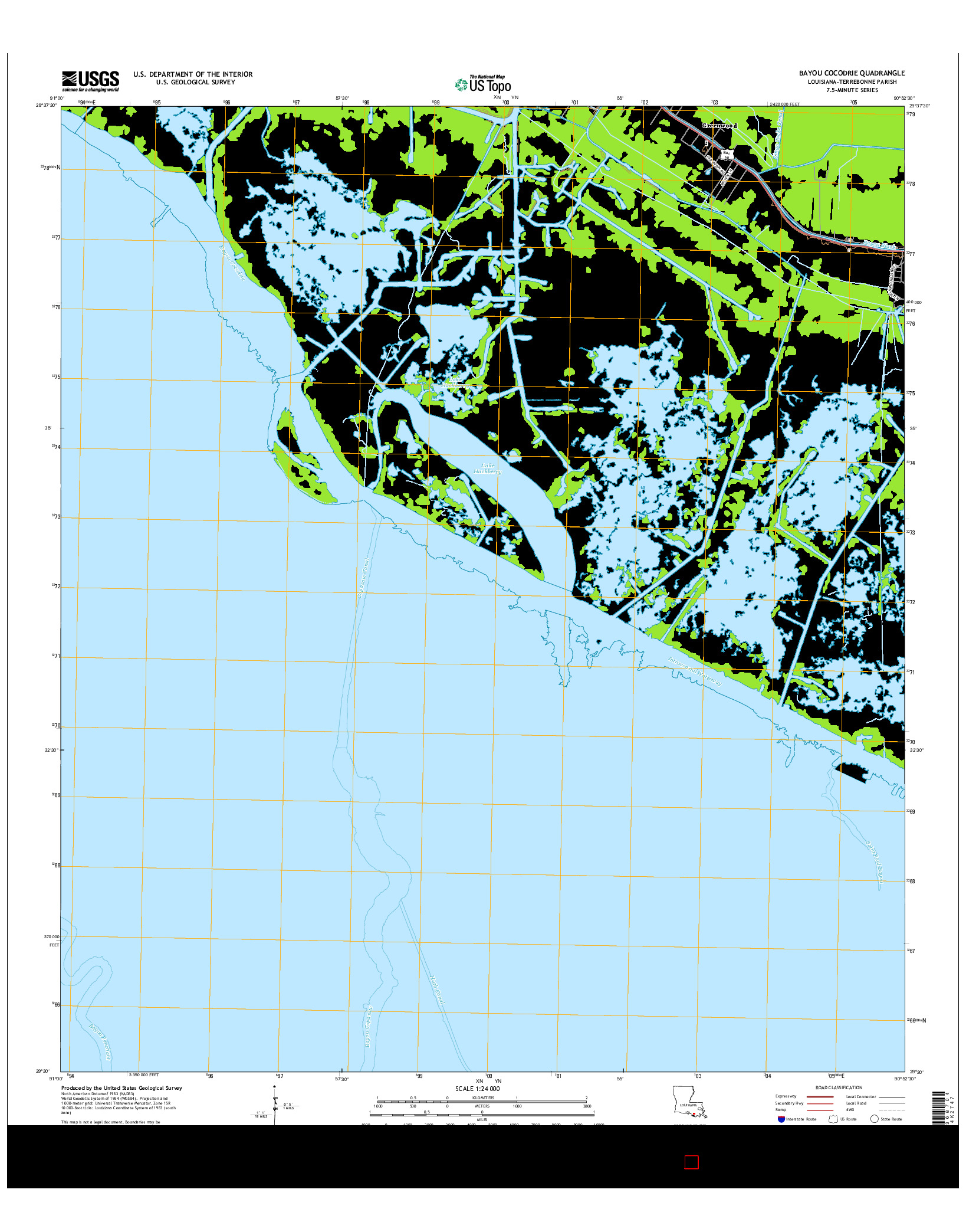 USGS US TOPO 7.5-MINUTE MAP FOR BAYOU COCODRIE, LA 2015