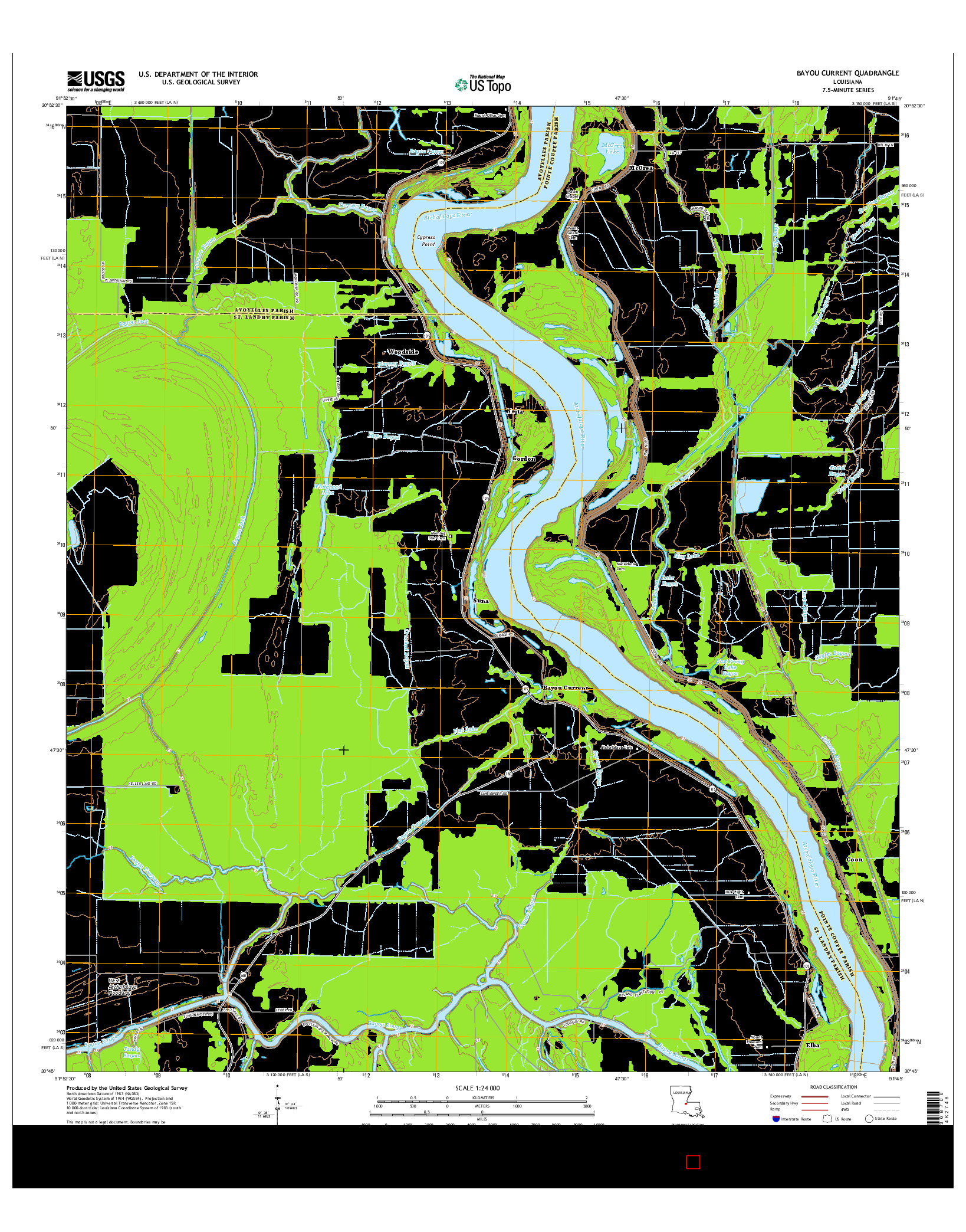 USGS US TOPO 7.5-MINUTE MAP FOR BAYOU CURRENT, LA 2015