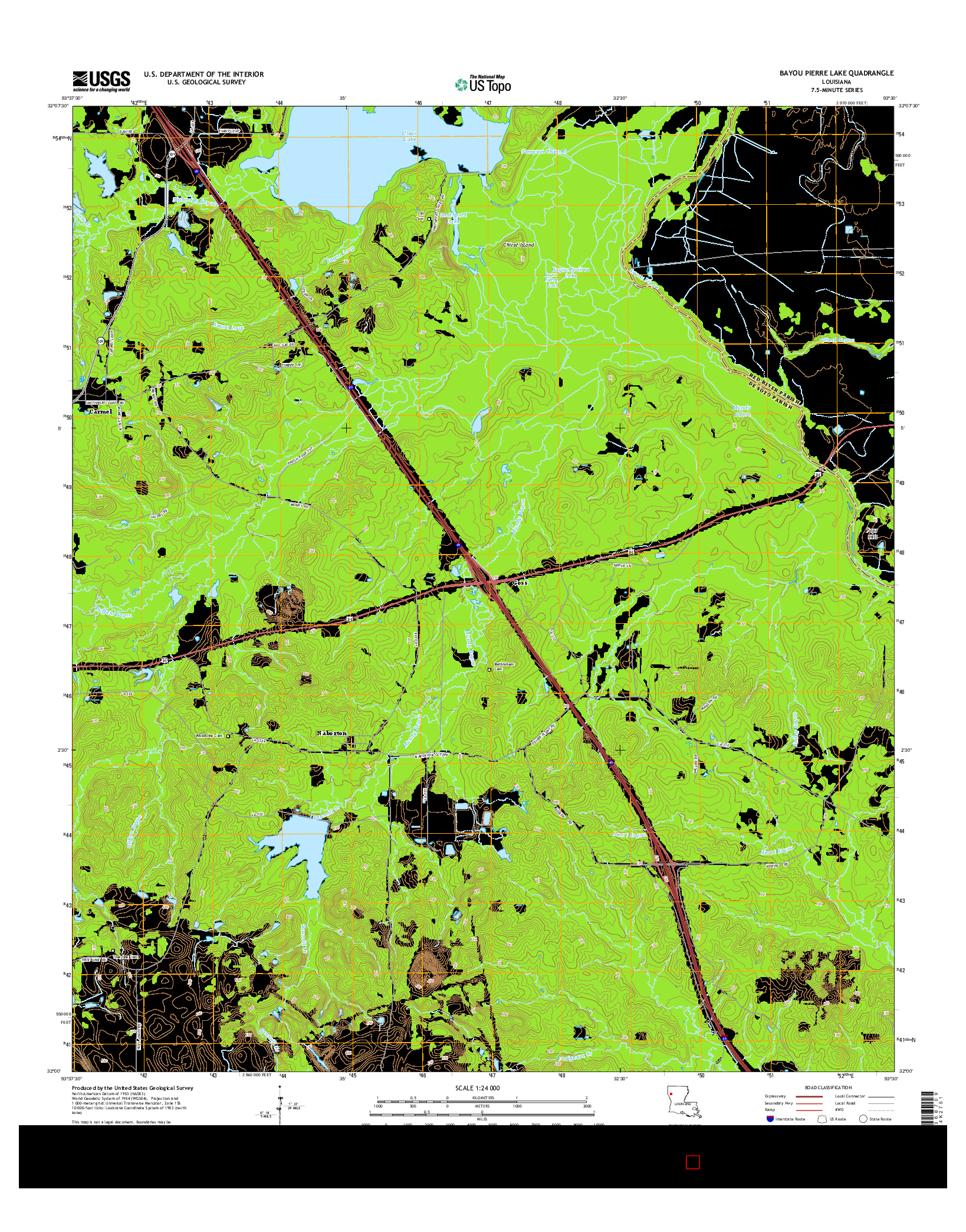 USGS US TOPO 7.5-MINUTE MAP FOR BAYOU PIERRE LAKE, LA 2015