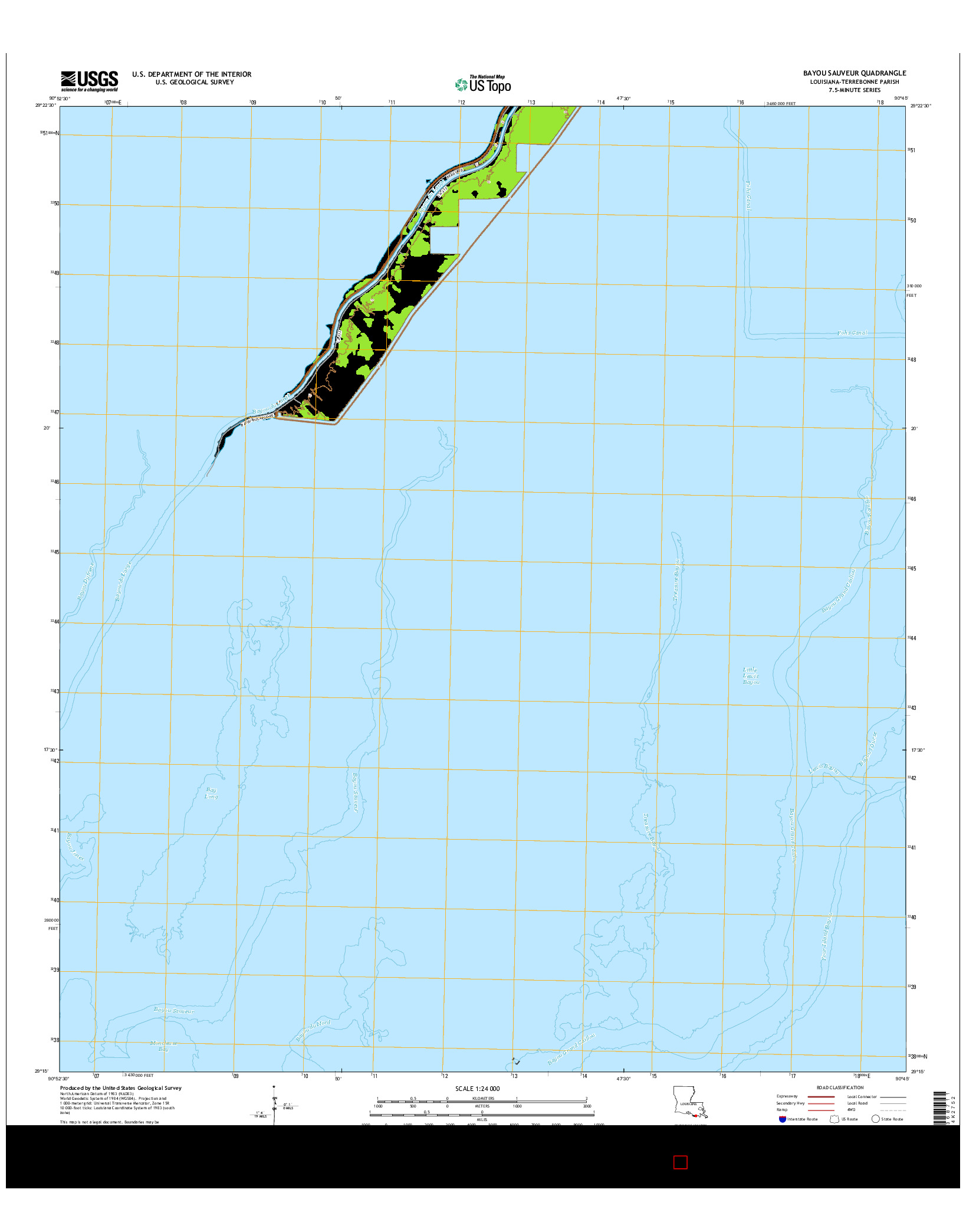 USGS US TOPO 7.5-MINUTE MAP FOR BAYOU SAUVEUR, LA 2015