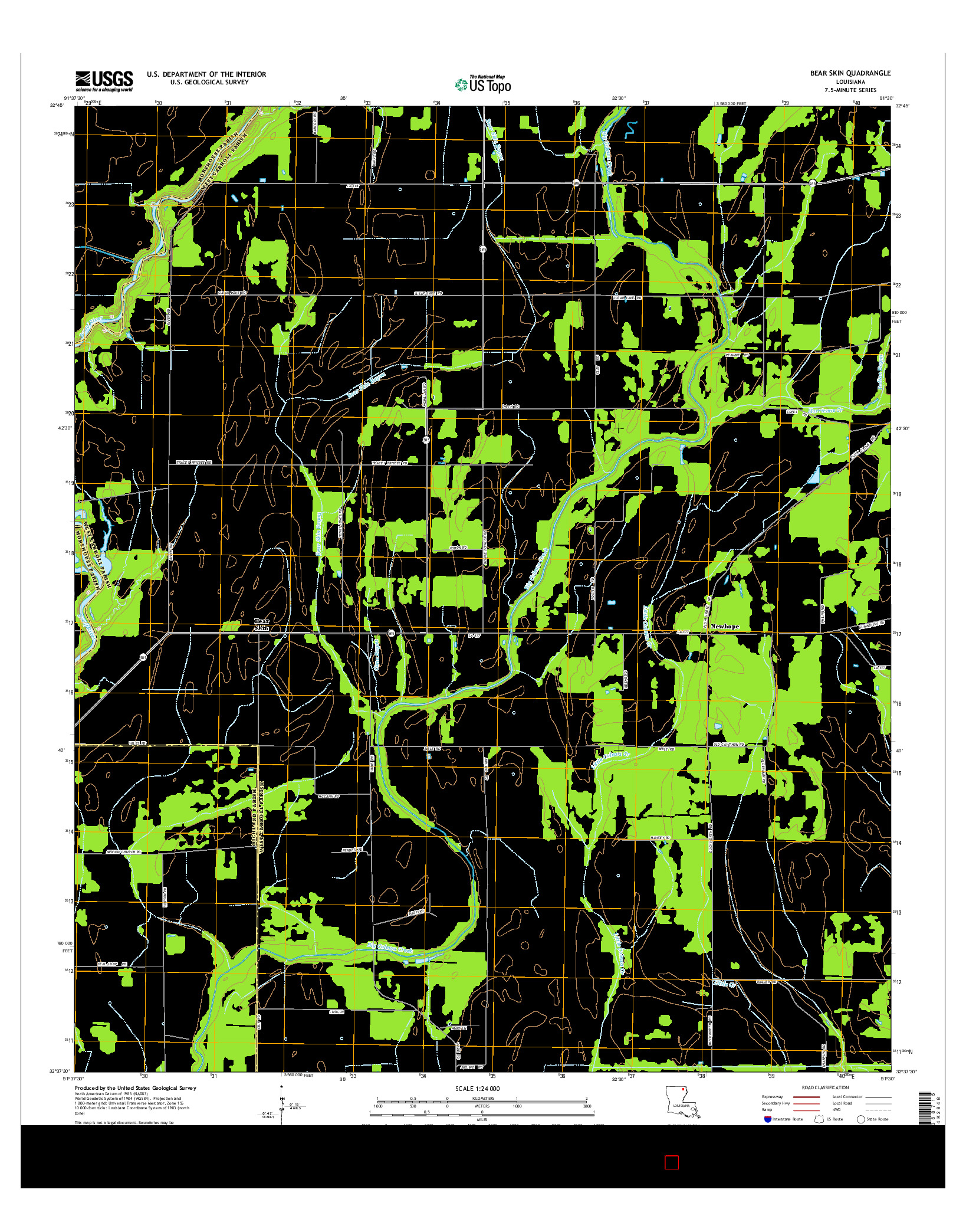 USGS US TOPO 7.5-MINUTE MAP FOR BEAR SKIN, LA 2015