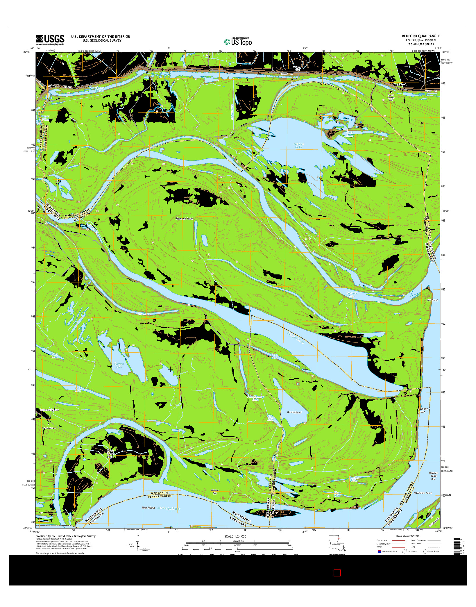 USGS US TOPO 7.5-MINUTE MAP FOR BEDFORD, LA-MS 2015
