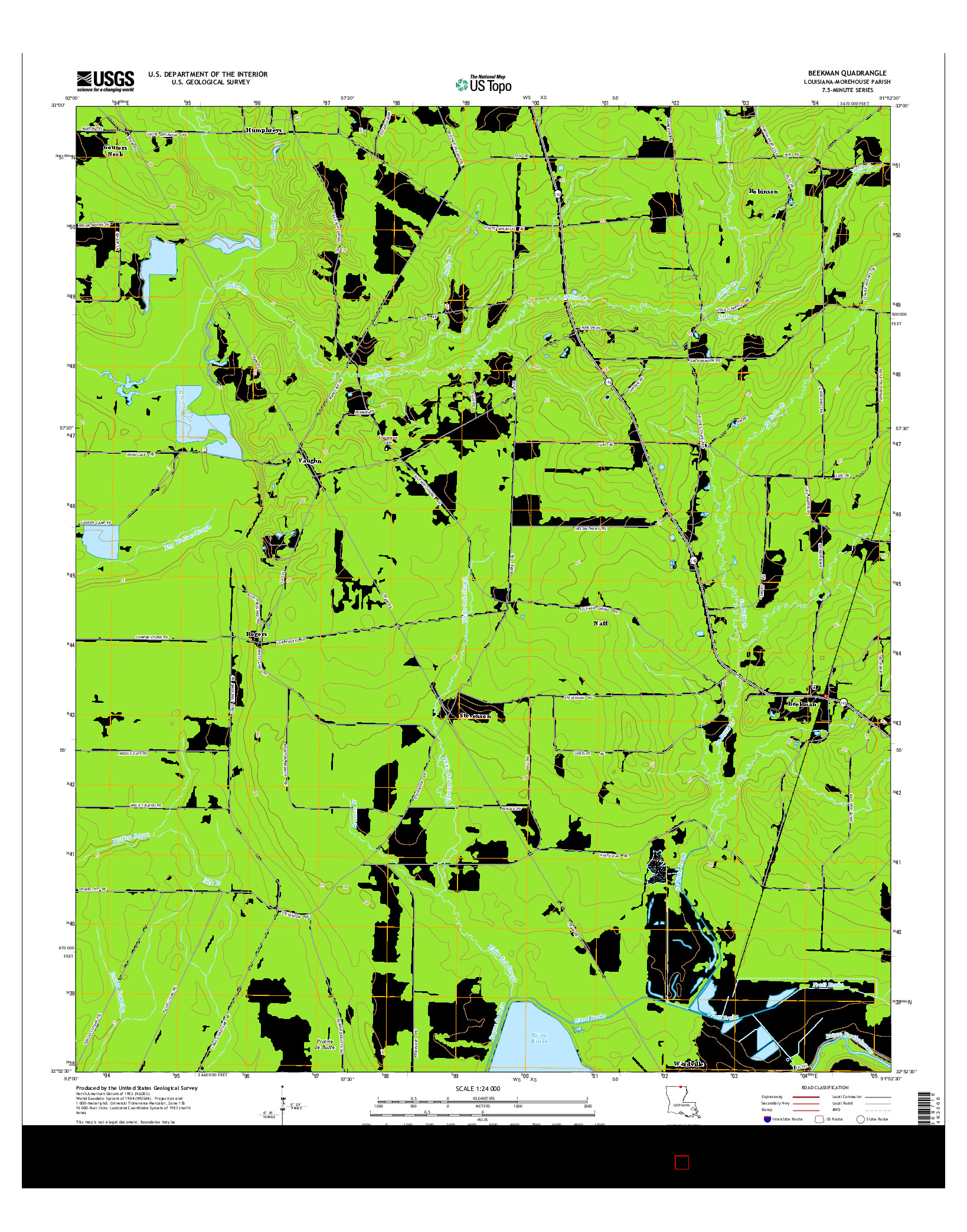 USGS US TOPO 7.5-MINUTE MAP FOR BEEKMAN, LA 2015