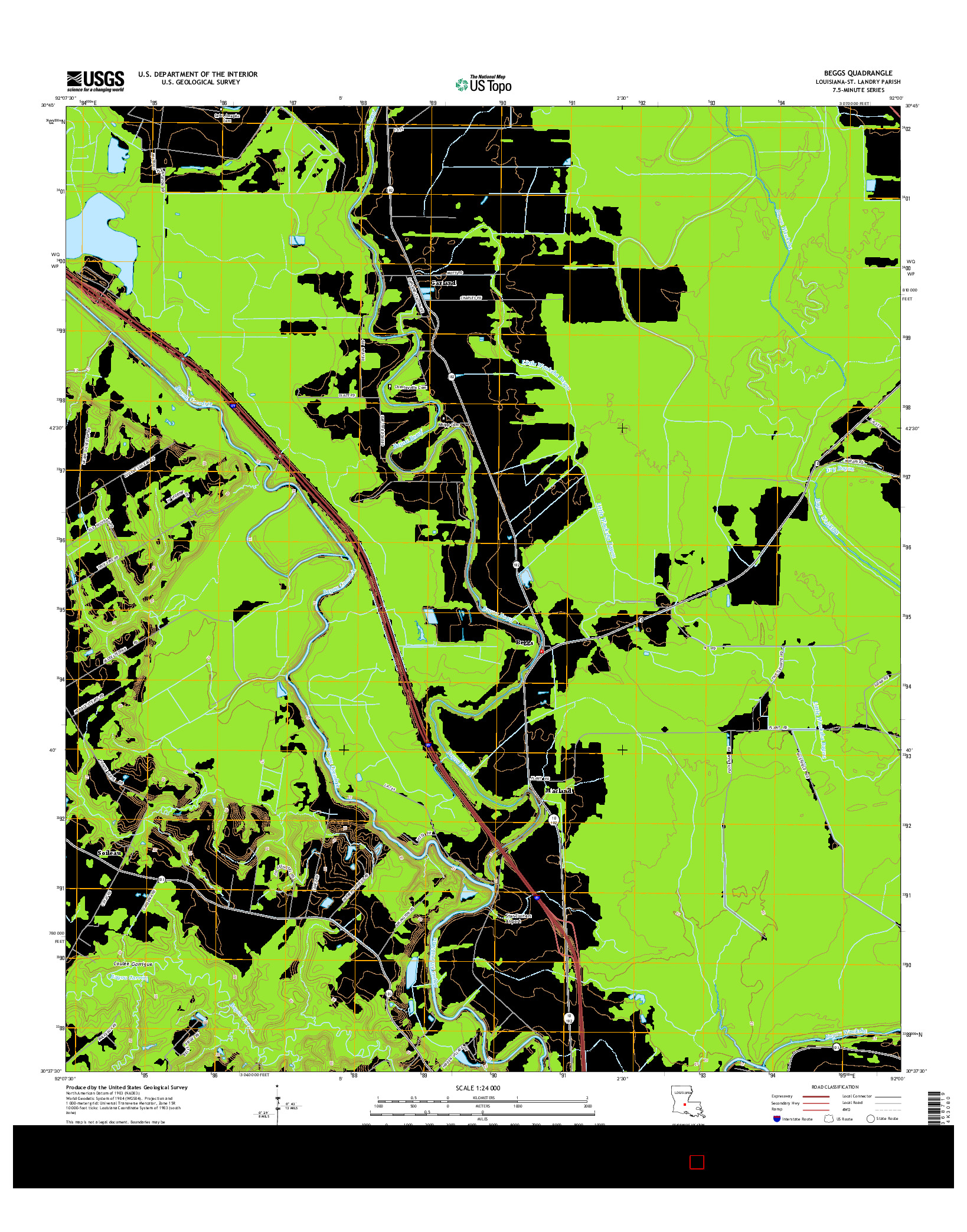 USGS US TOPO 7.5-MINUTE MAP FOR BEGGS, LA 2015